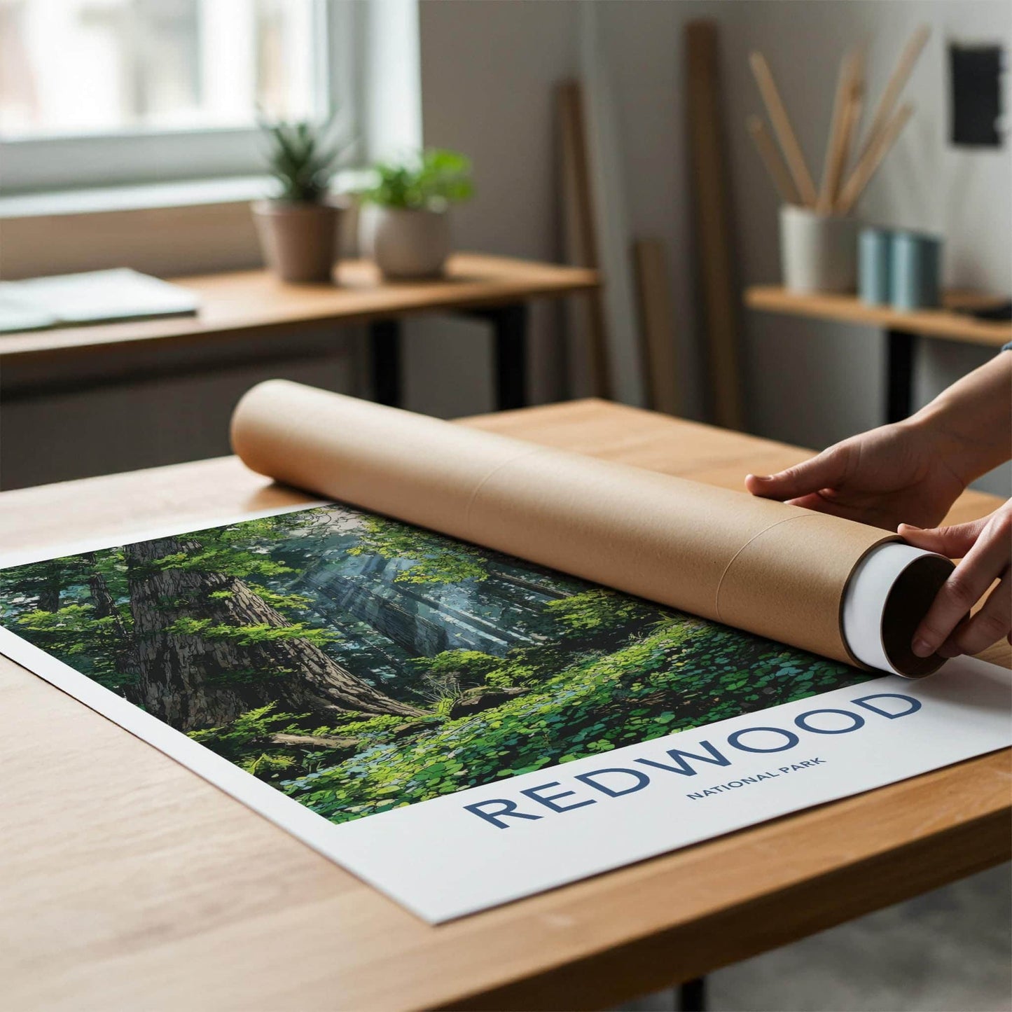 Redwood National Park Poster - California Art Print - Sunlit Forest Floor Home Decor