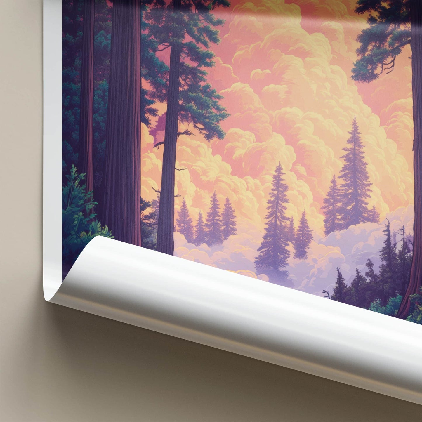 Redwood National Park Poster - California Travel Art - Giant Trees Deer Home Decor