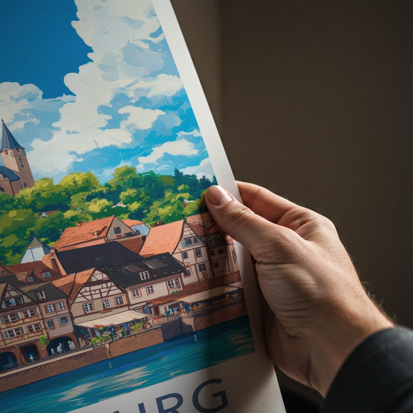 Reichsburg Poster - Germany Travel Art - Riverside Historic Town Home Decor