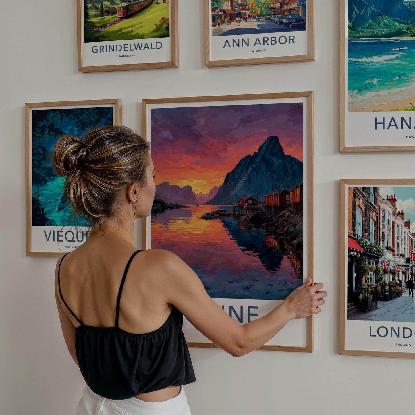 Reine Poster - Norway Travel Art - Vibrant Fjord Sunset Home Decor