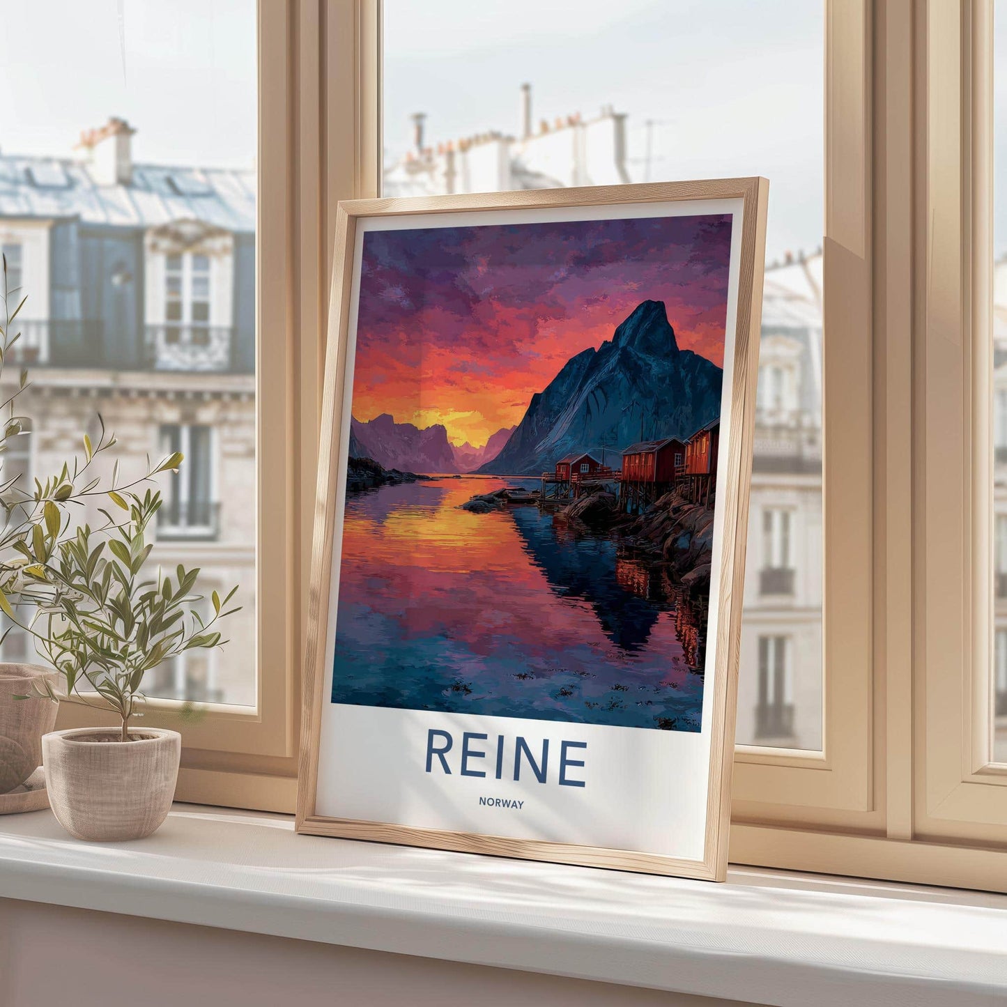 Reine Poster - Norway Travel Art - Vibrant Fjord Sunset Home Decor