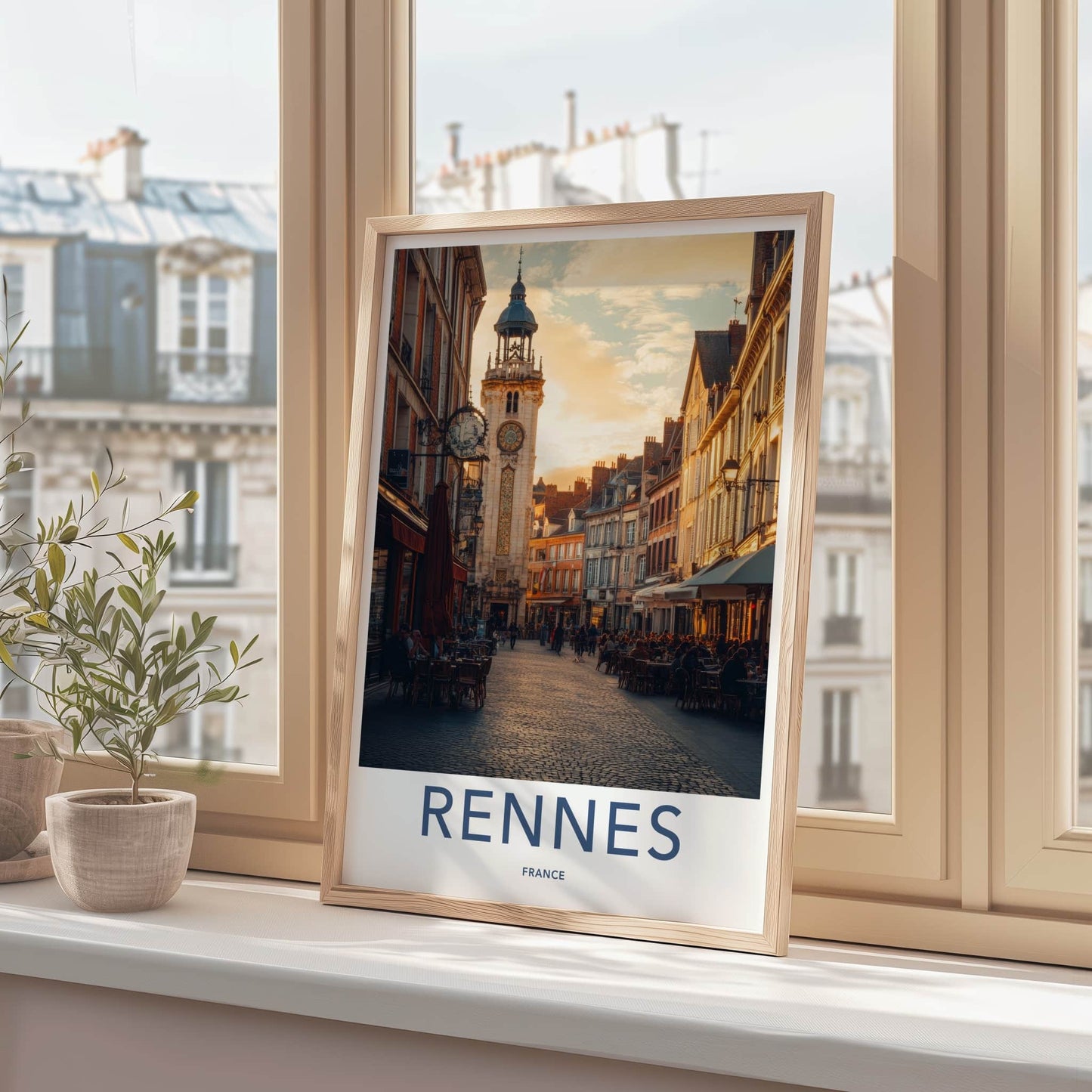 Rennes Poster - France Travel Art - Historic Clock Tower Wall Decor