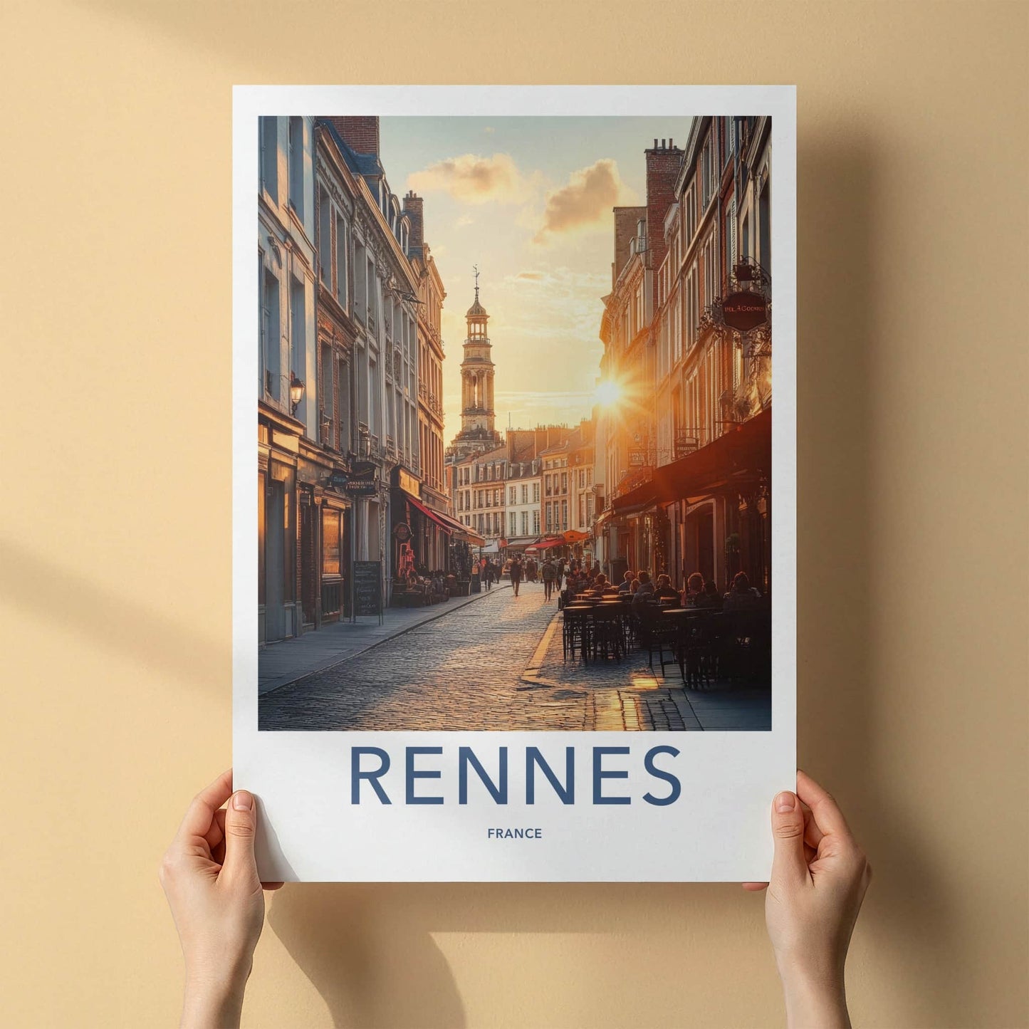 Rennes Poster - France Travel Art - Historic Street Sunset Home Decor