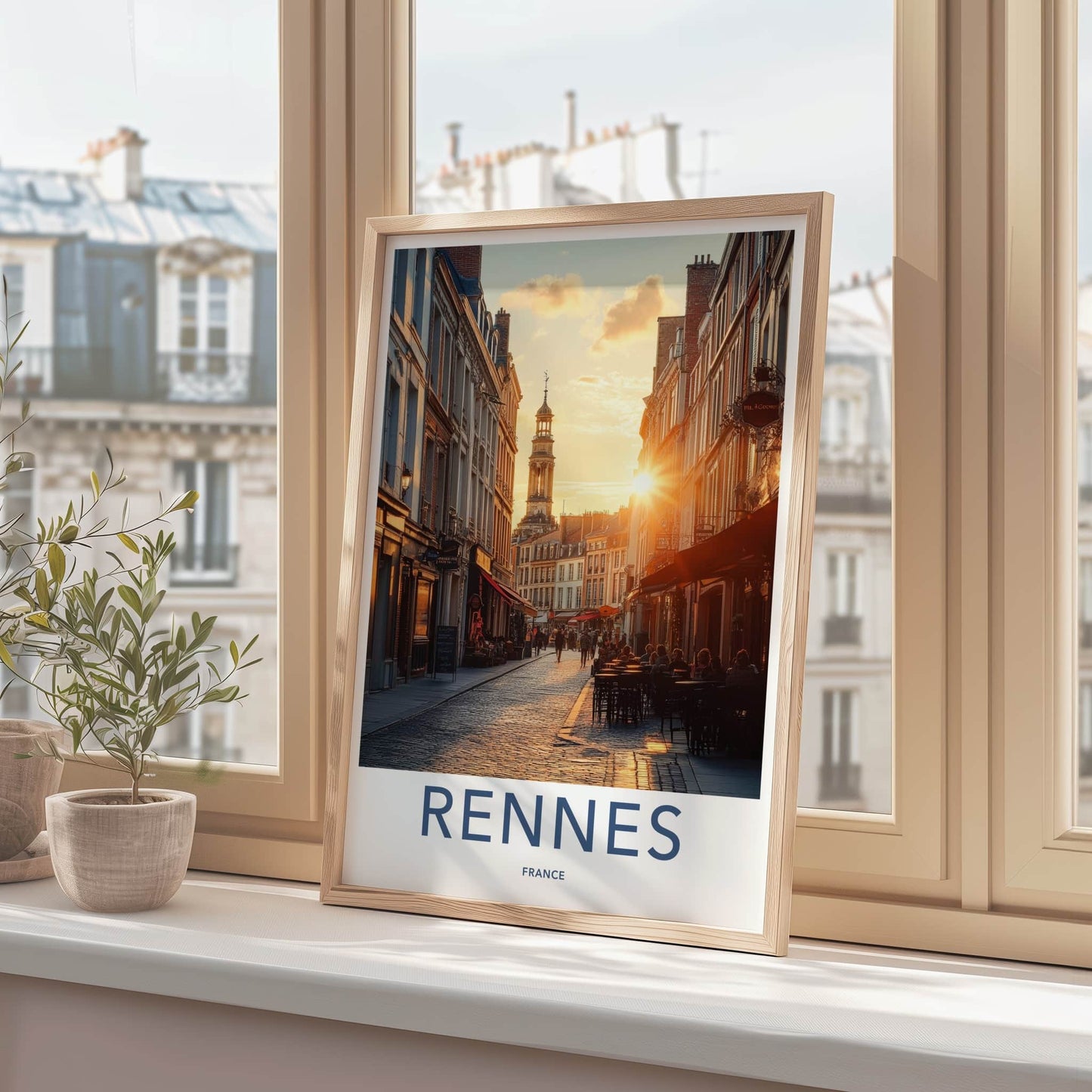 Rennes Poster - France Travel Art - Historic Street Sunset Home Decor