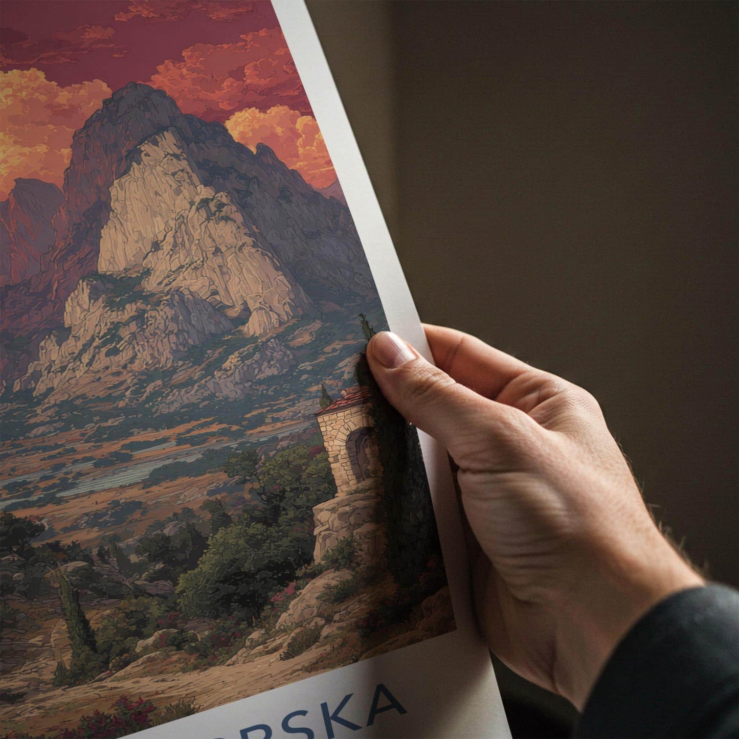 Republika Srpska Poster - Bosnia Herzegovina Art Print - Sunset Mountain Village Gift