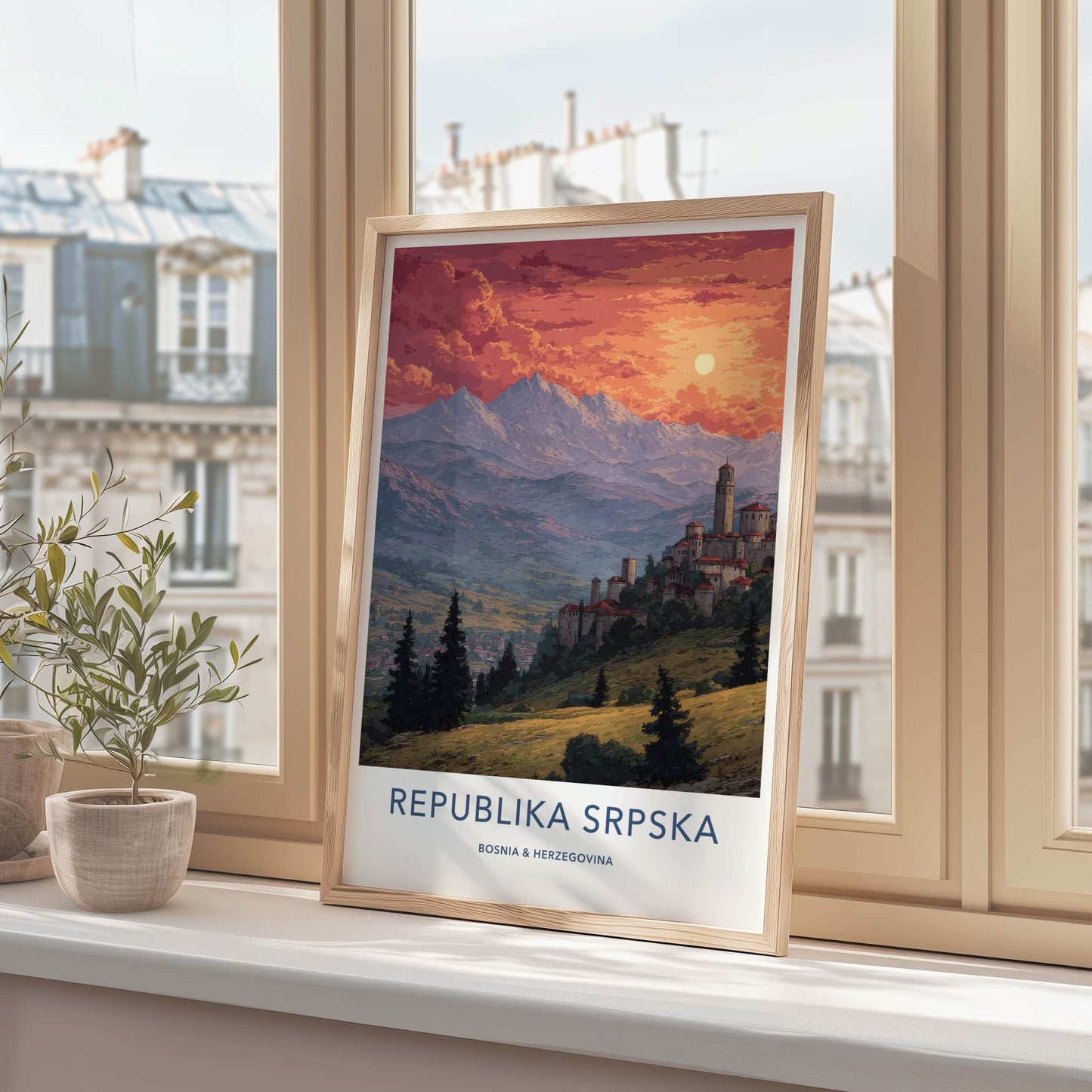 Republika Srpska Poster - Bosnia Herzegovina Mountain Town Home Decor
