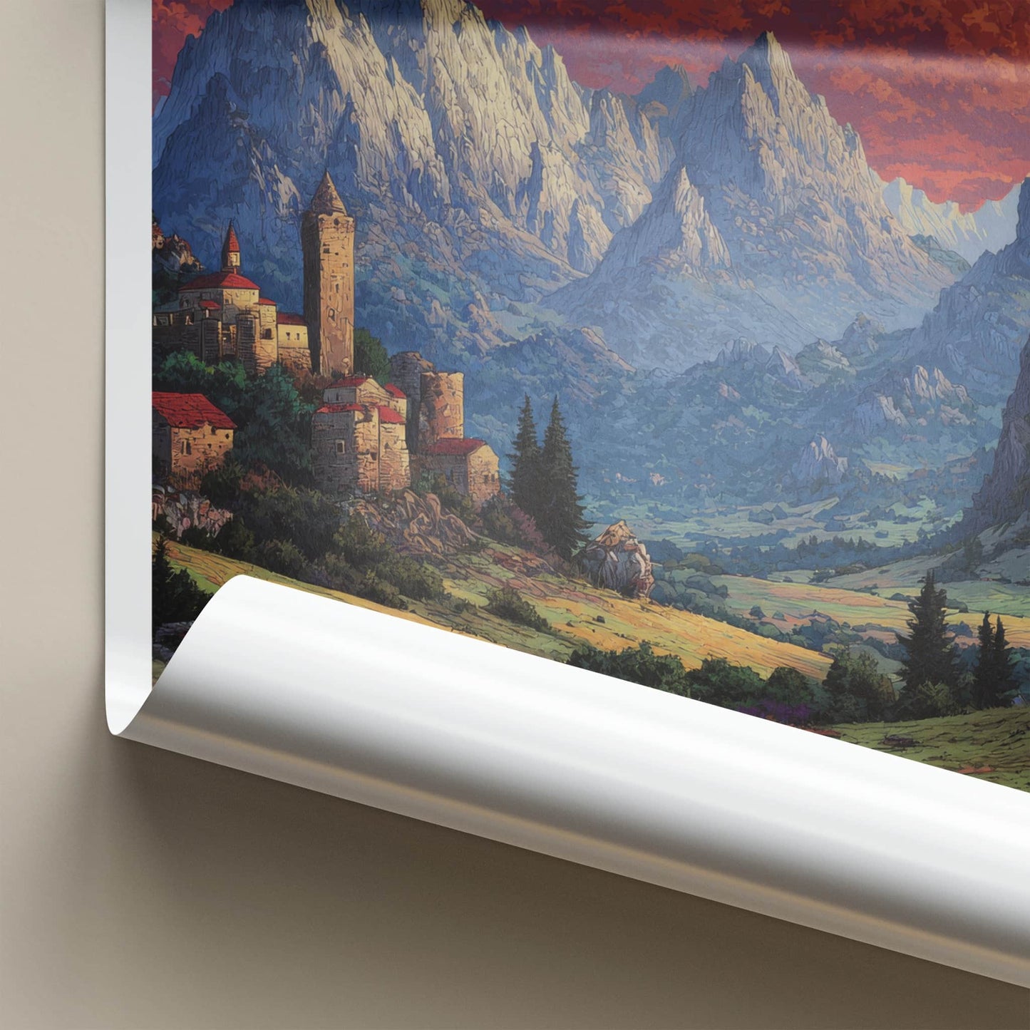 Republika Srpska Poster - Bosnia Herzegovina Travel Print - Village Mountain Evening Home Decor