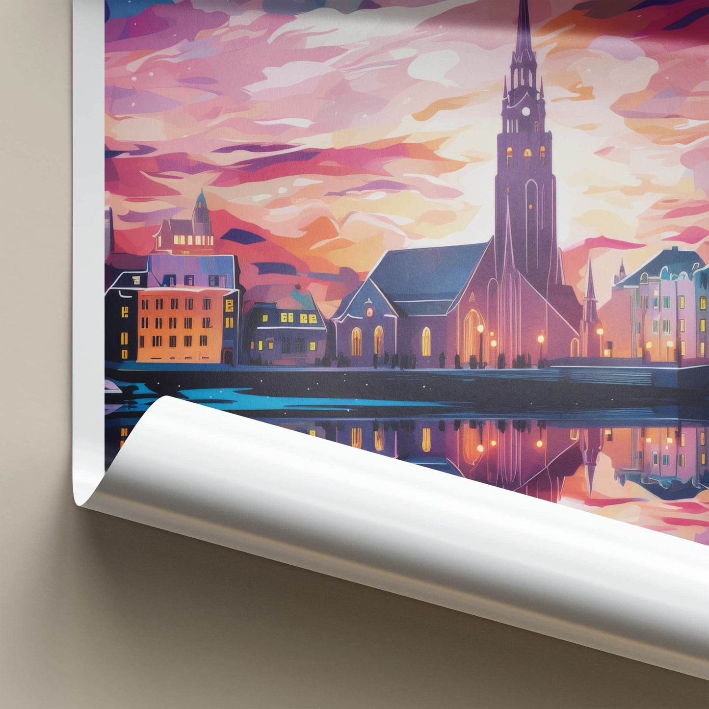 Reykjavik Poster - Iceland Travel Art - Vibrant Sky City Home Decor