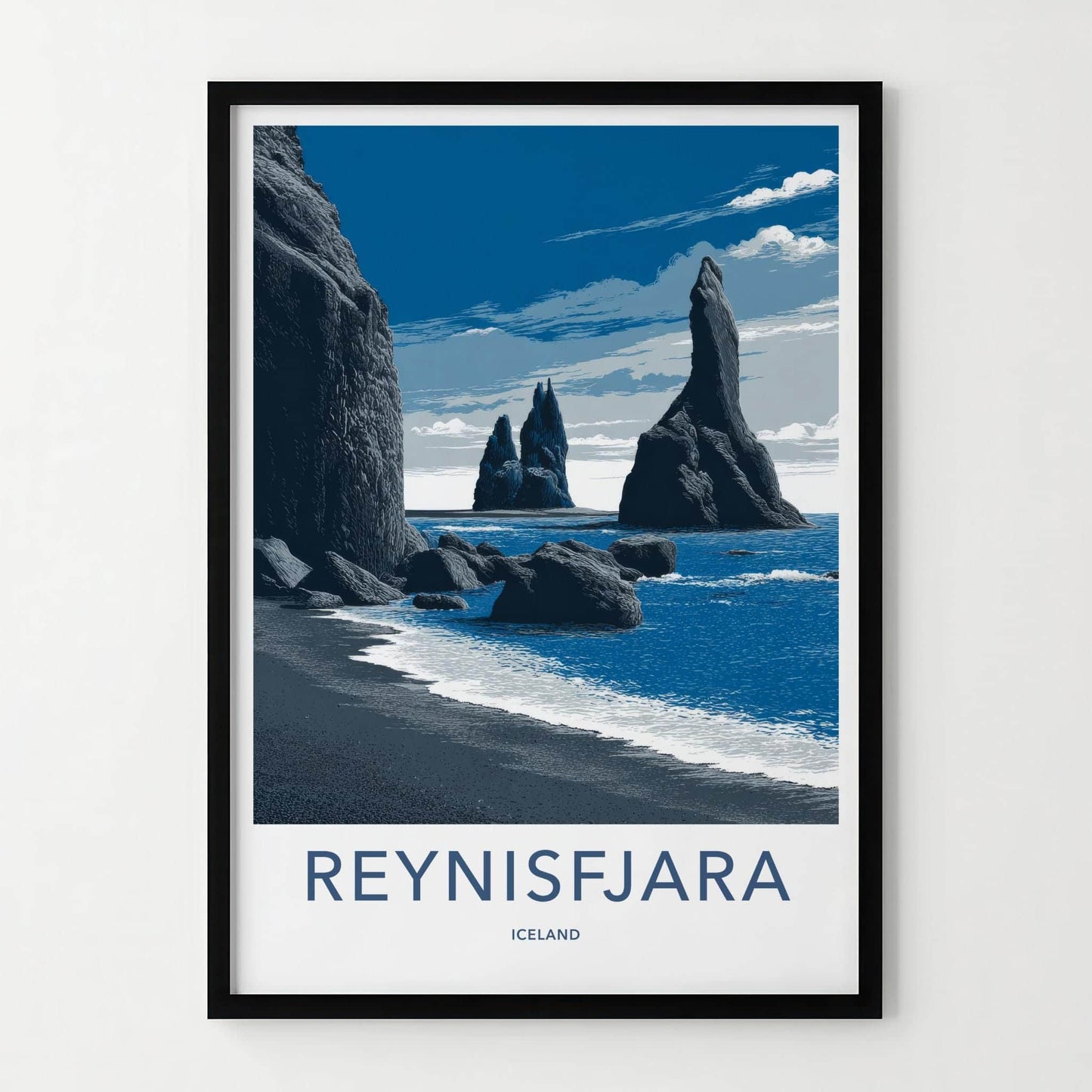 REYNISFJARA Poster - Iceland Travel Art - Basalt Columns Beach Home Decor