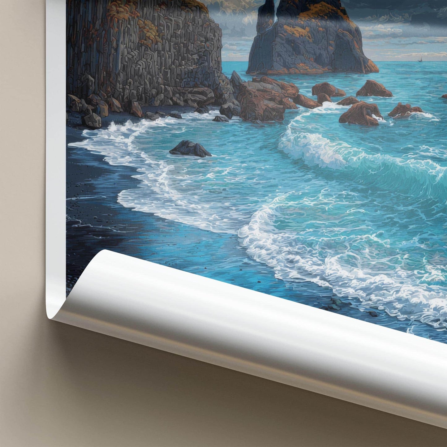 Reynisfjara Poster - Iceland Travel Art - Black Sand Beach Wall Decor