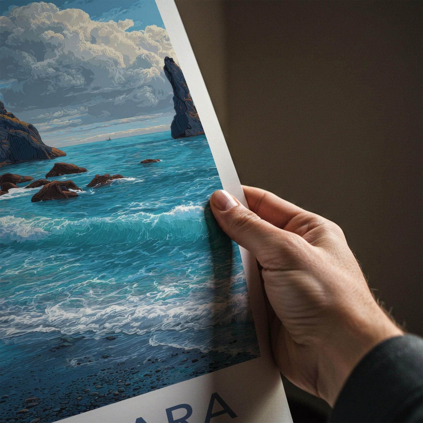 Reynisfjara Poster - Iceland Travel Art - Black Sand Beach Wall Decor