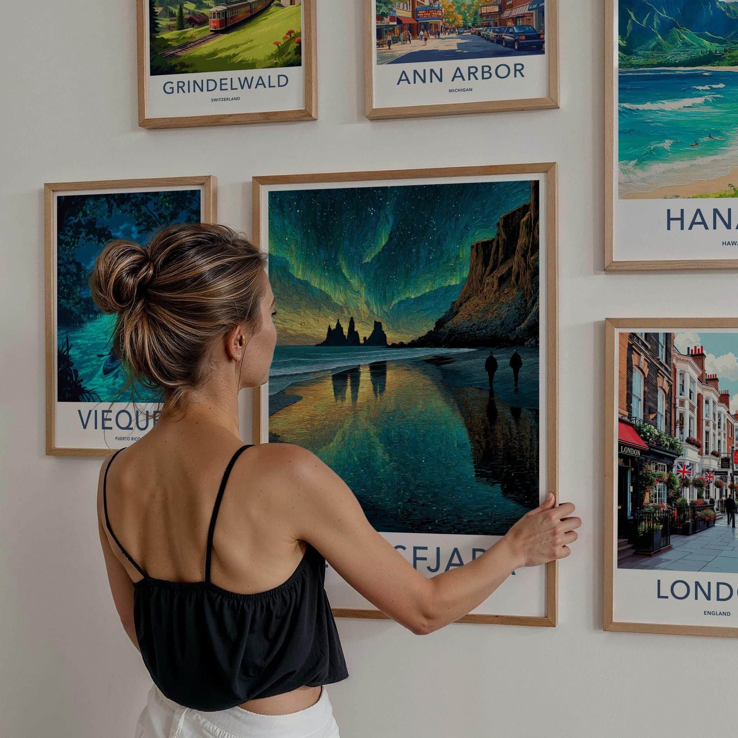 Reynisfjara Poster - Iceland Travel Art - Vibrant Aurora Beach Home Decor