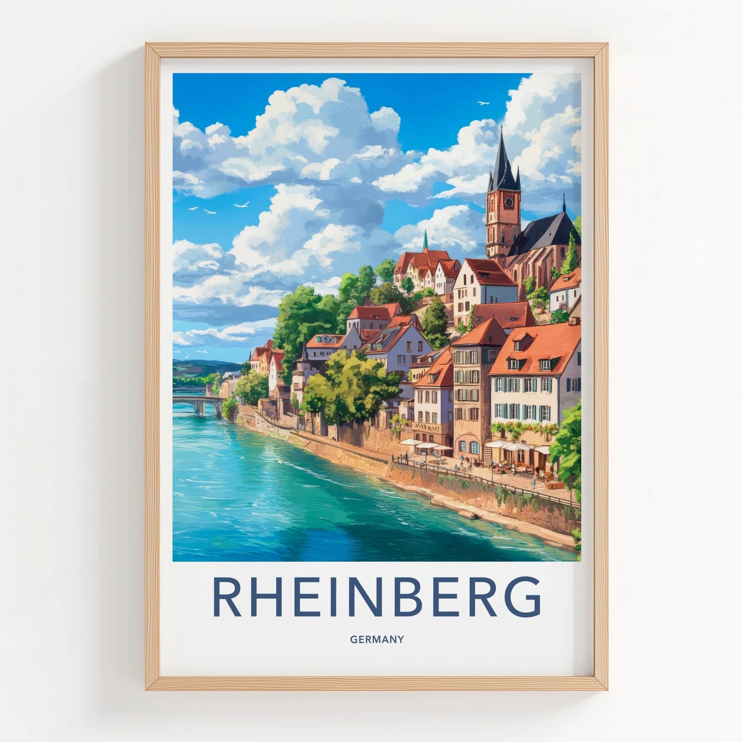 Rheinberg Poster - Germany Travel Art - Historic Riverfront Town Home Decor
