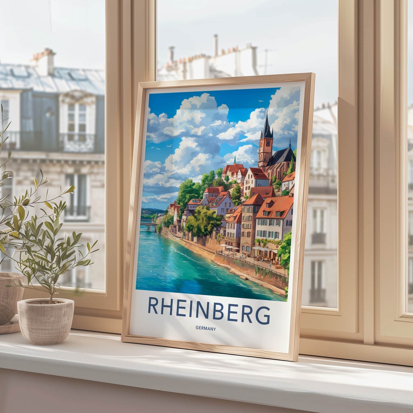 Rheinberg Poster - Germany Travel Art - Historic Riverfront Town Home Decor
