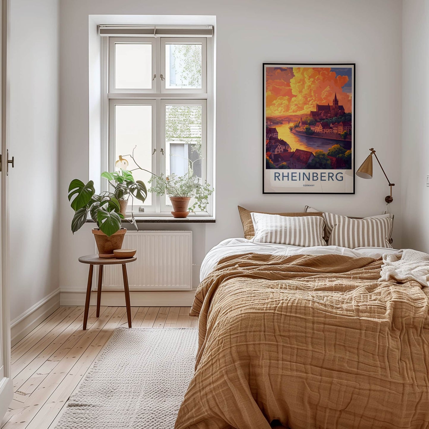 Rheinberg Poster - Germany Travel Art - River Sunset Town Home Decor