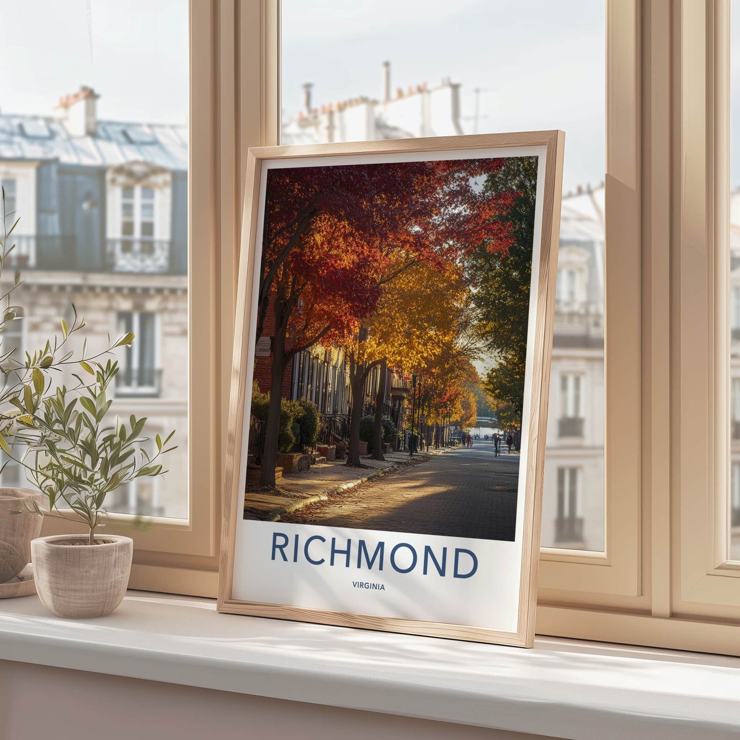 Richmond Poster - Virginia Travel Art - Autumn Street Scene Home Decor