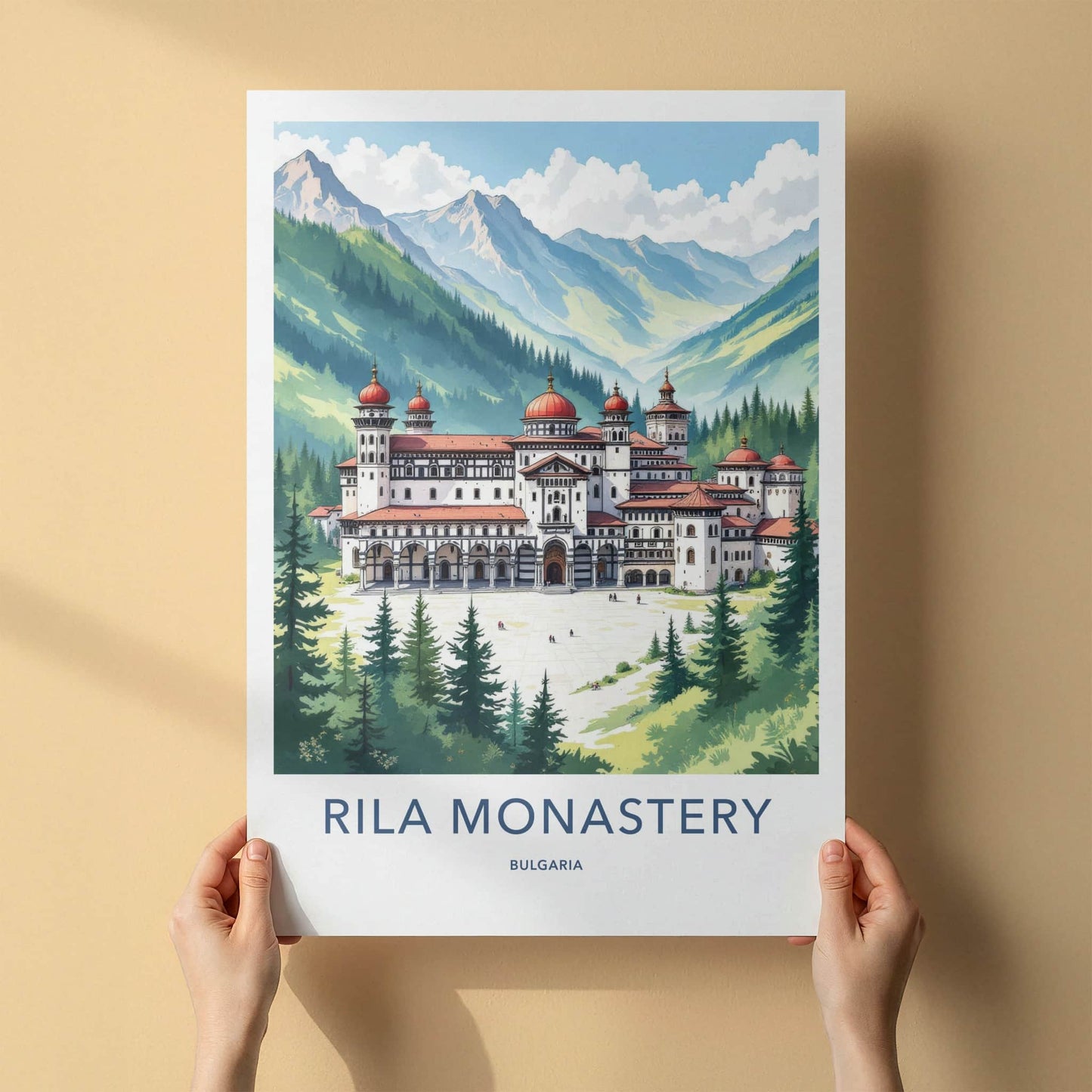 Rila Monastery Poster - Bulgaria Art Print - Red Domed Monastery Home Decor