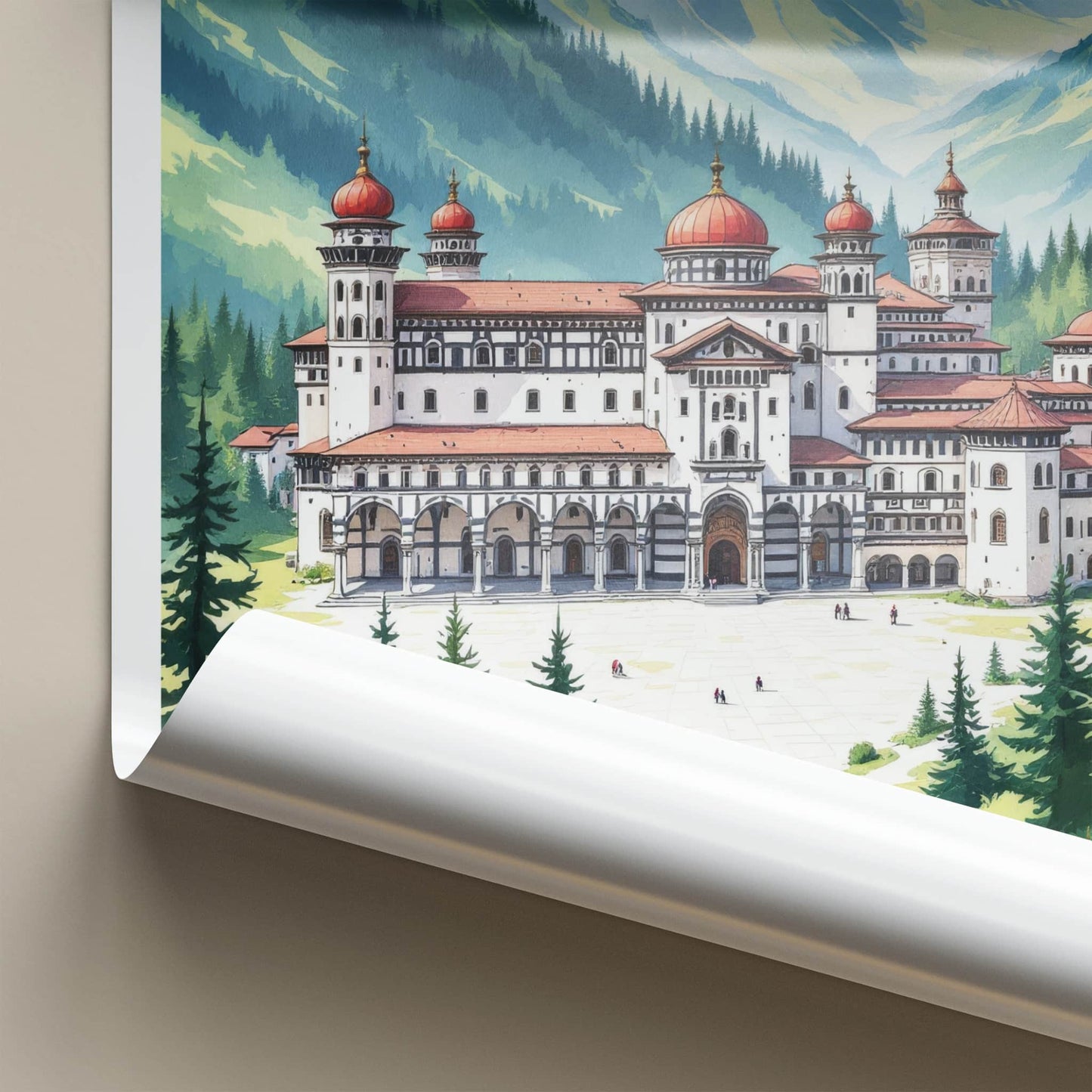 Rila Monastery Poster - Bulgaria Art Print - Red Domed Monastery Home Decor