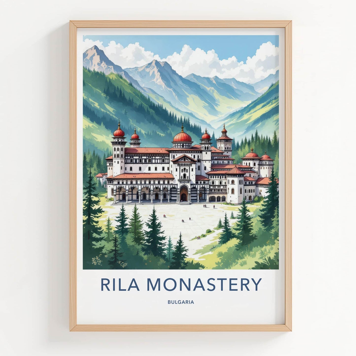 Rila Monastery Poster - Bulgaria Art Print - Red Domed Monastery Home Decor