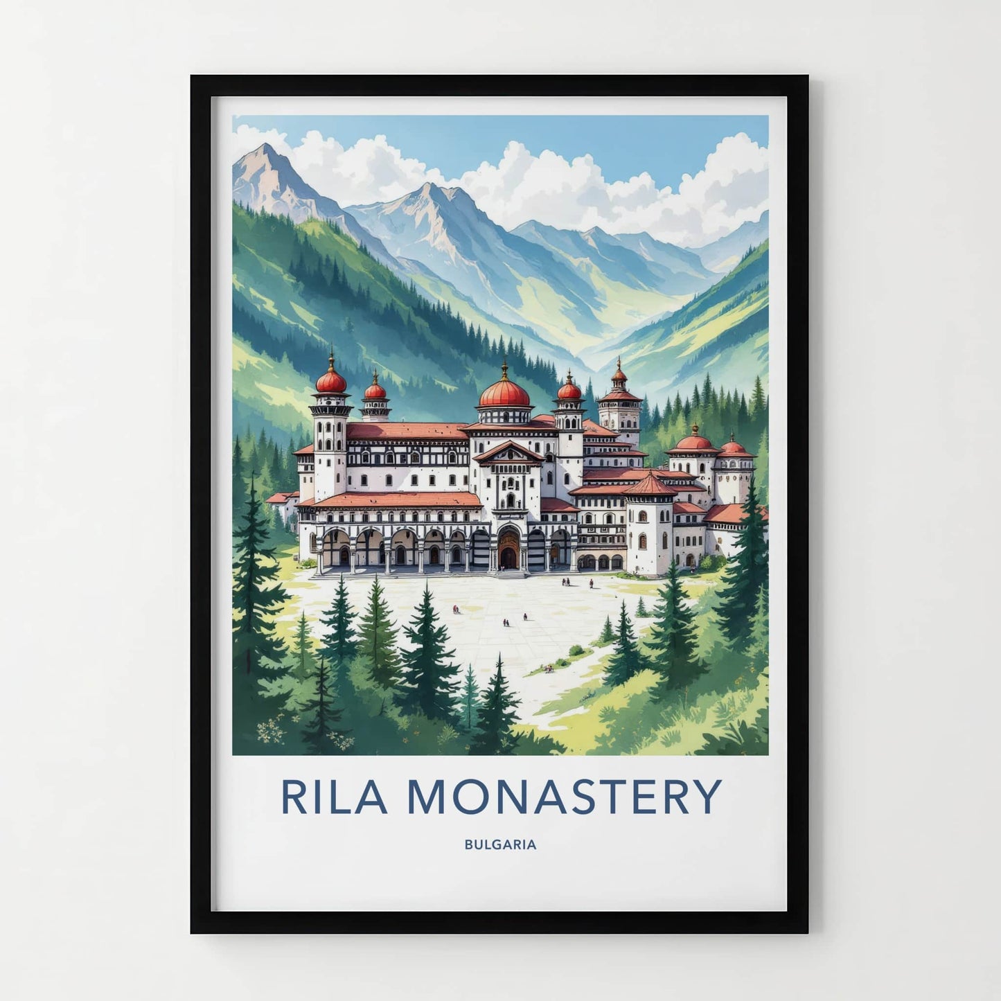 Rila Monastery Poster - Bulgaria Art Print - Red Domed Monastery Home Decor