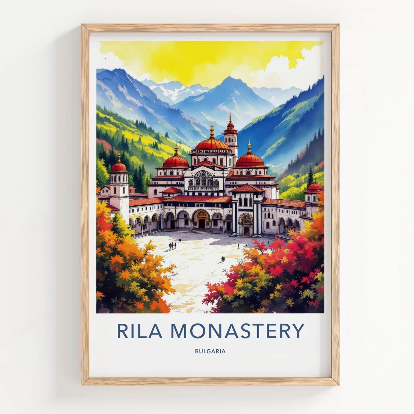 Rila Monastery Poster - Bulgaria Framed Art - Mountain Valley Facade Home Art