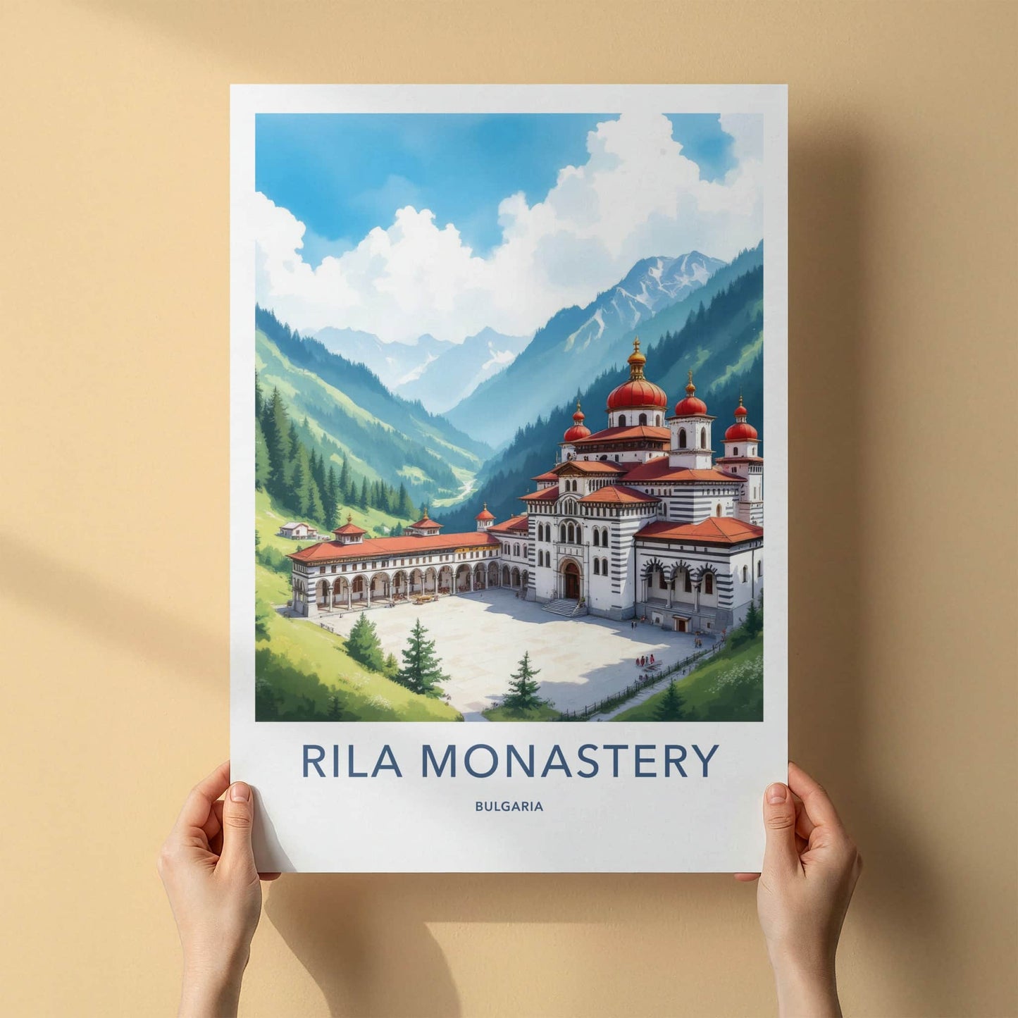Rila Monastery Poster - Bulgaria Travel Art - Red Domes Monastery Home Decor