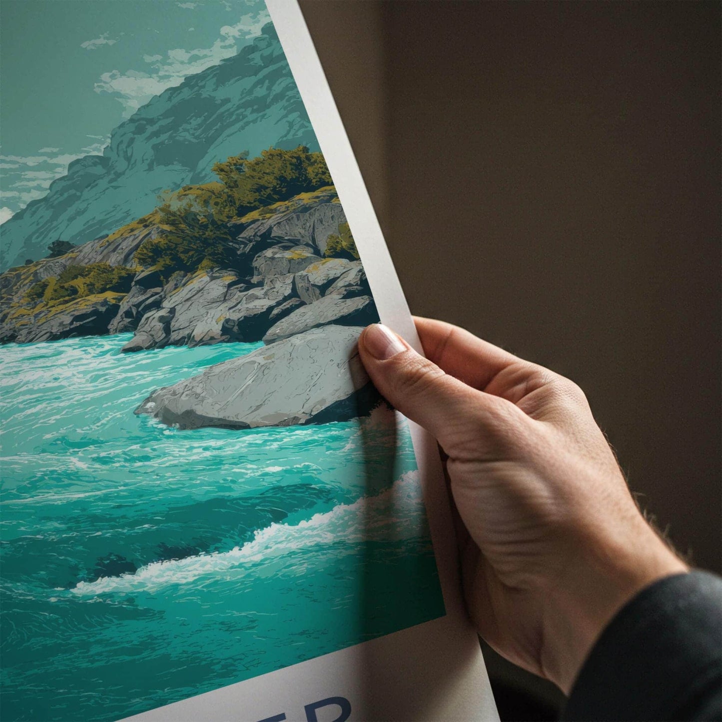 Rio Baker Poster - Chile Travel Art - Turquoise River Rocks Home Decor