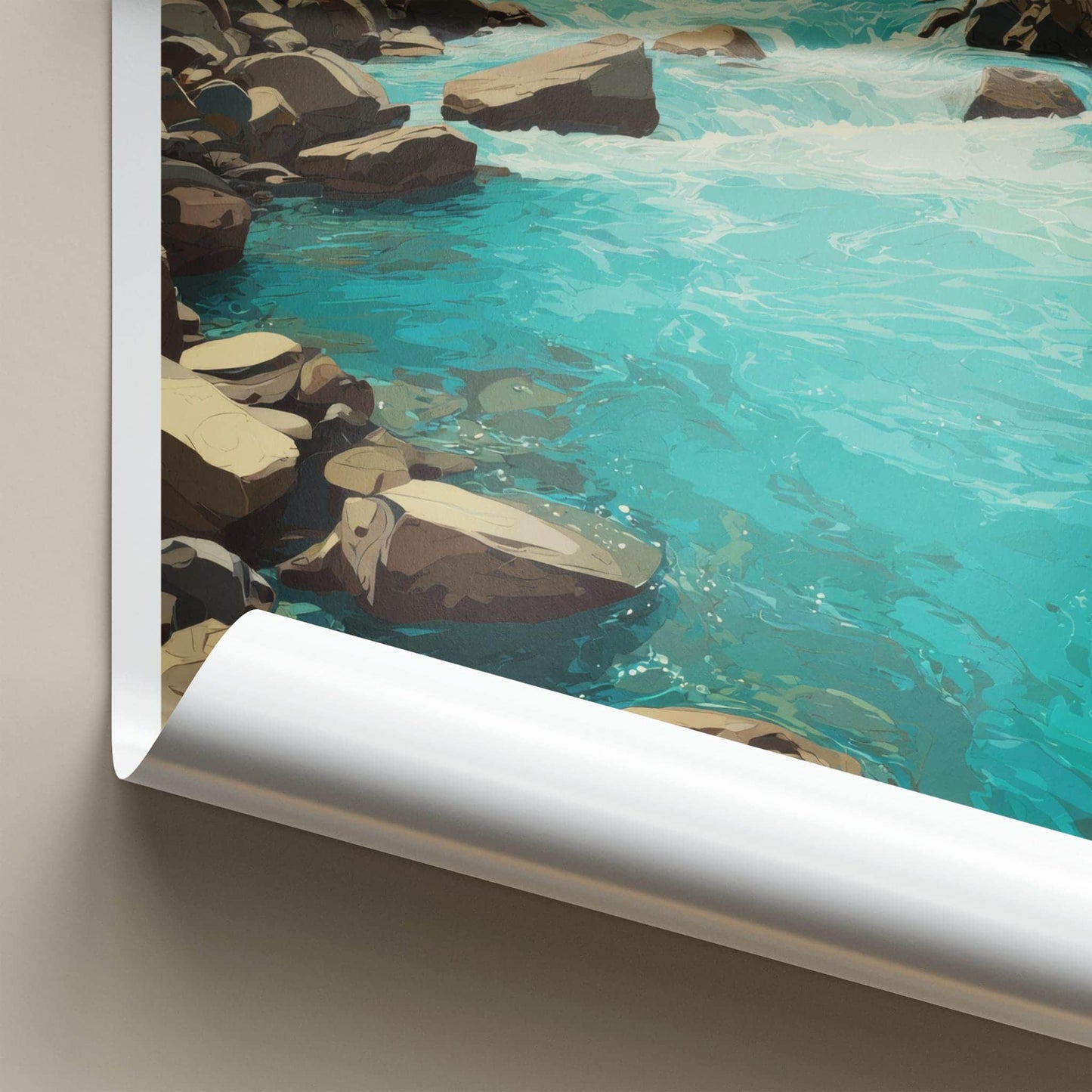 Rio Baker Poster - Chile Travel Art - Turquoise River Rocks Home Decor