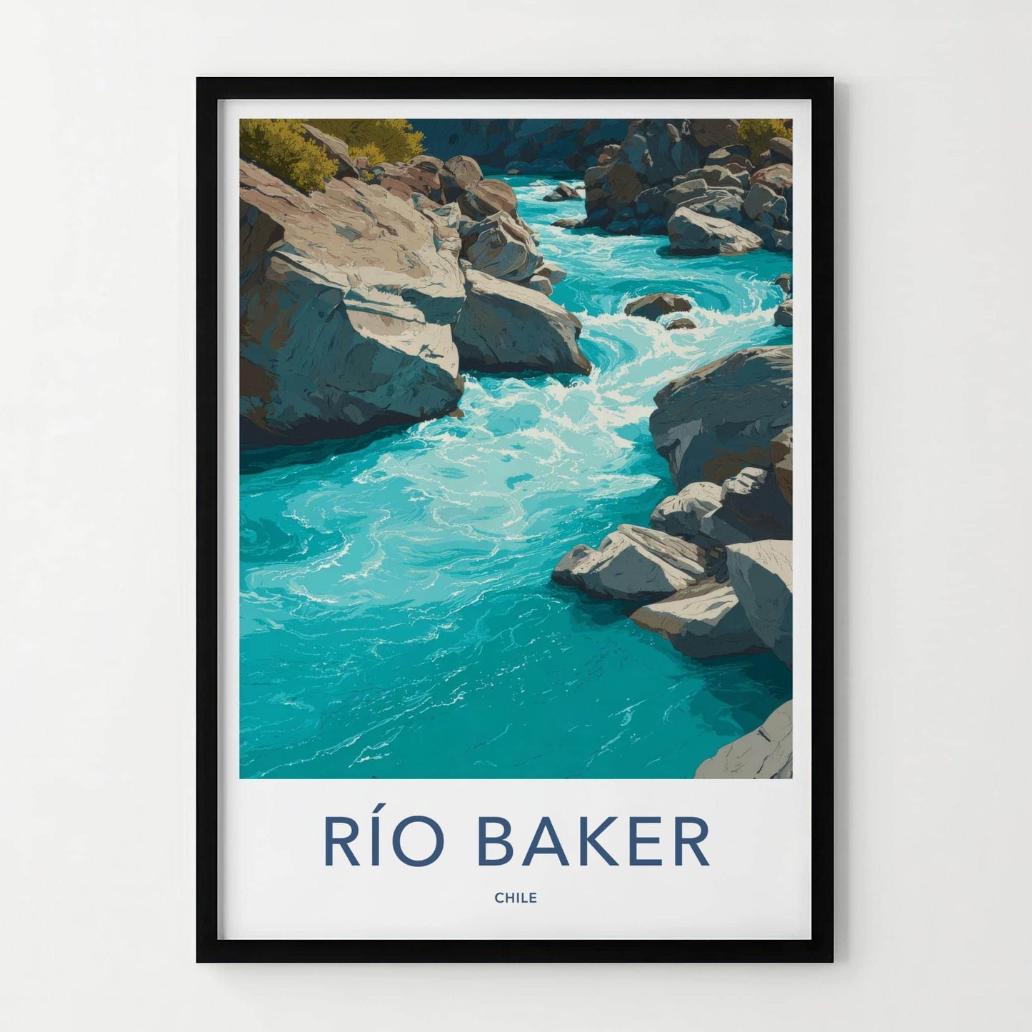 Rio Baker Poster - Chile Travel Art - Winding River Rapids Home Decor