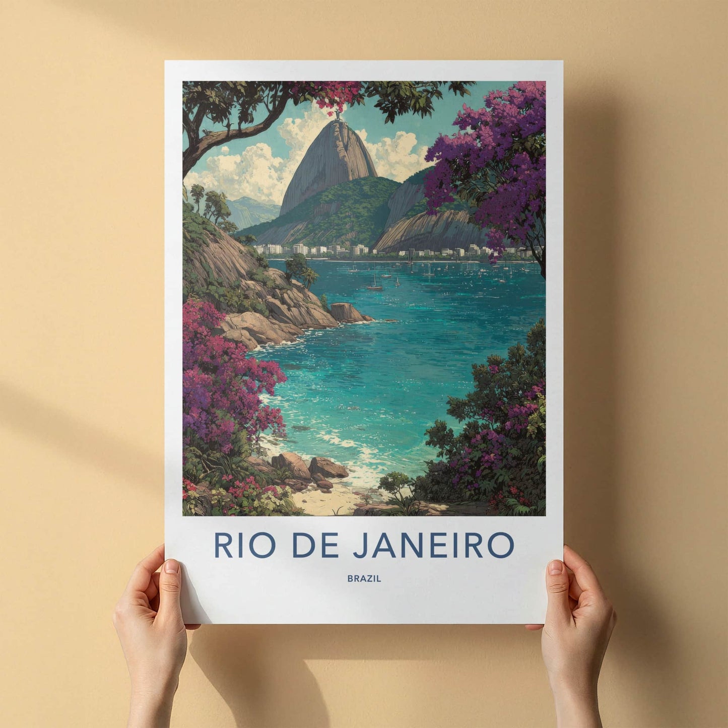 Rio De Janeiro Poster Brazil Sugarloaf Mountain Bay Wall Art