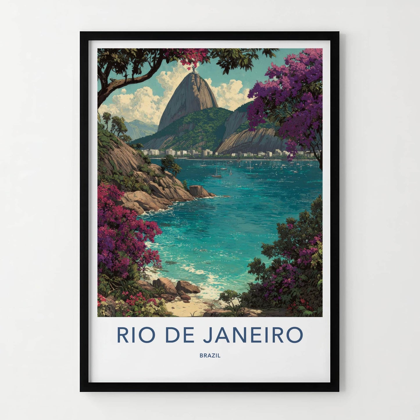 Rio De Janeiro Poster Brazil Sugarloaf Mountain Bay Wall Art