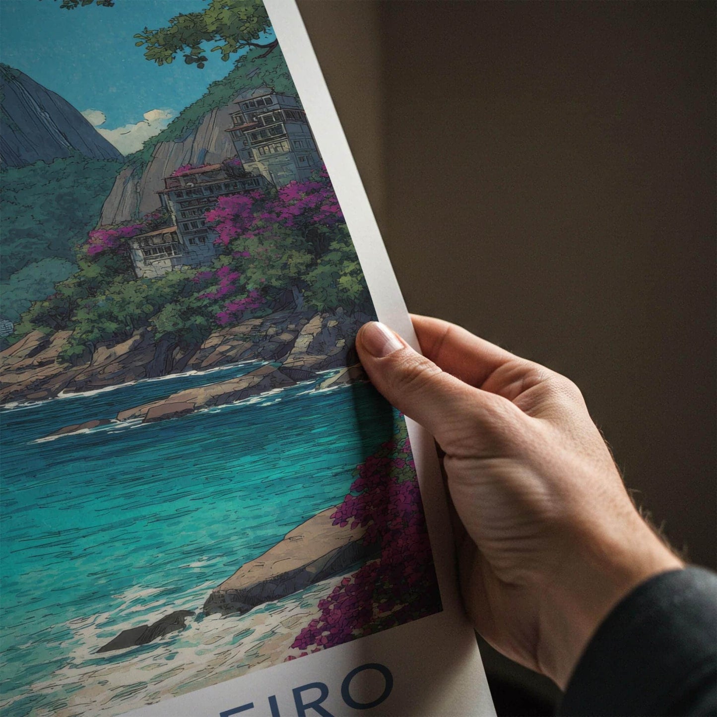 Rio De Janeiro Poster - Brazil Travel Art - Christ Mountain Ocean Home Decor