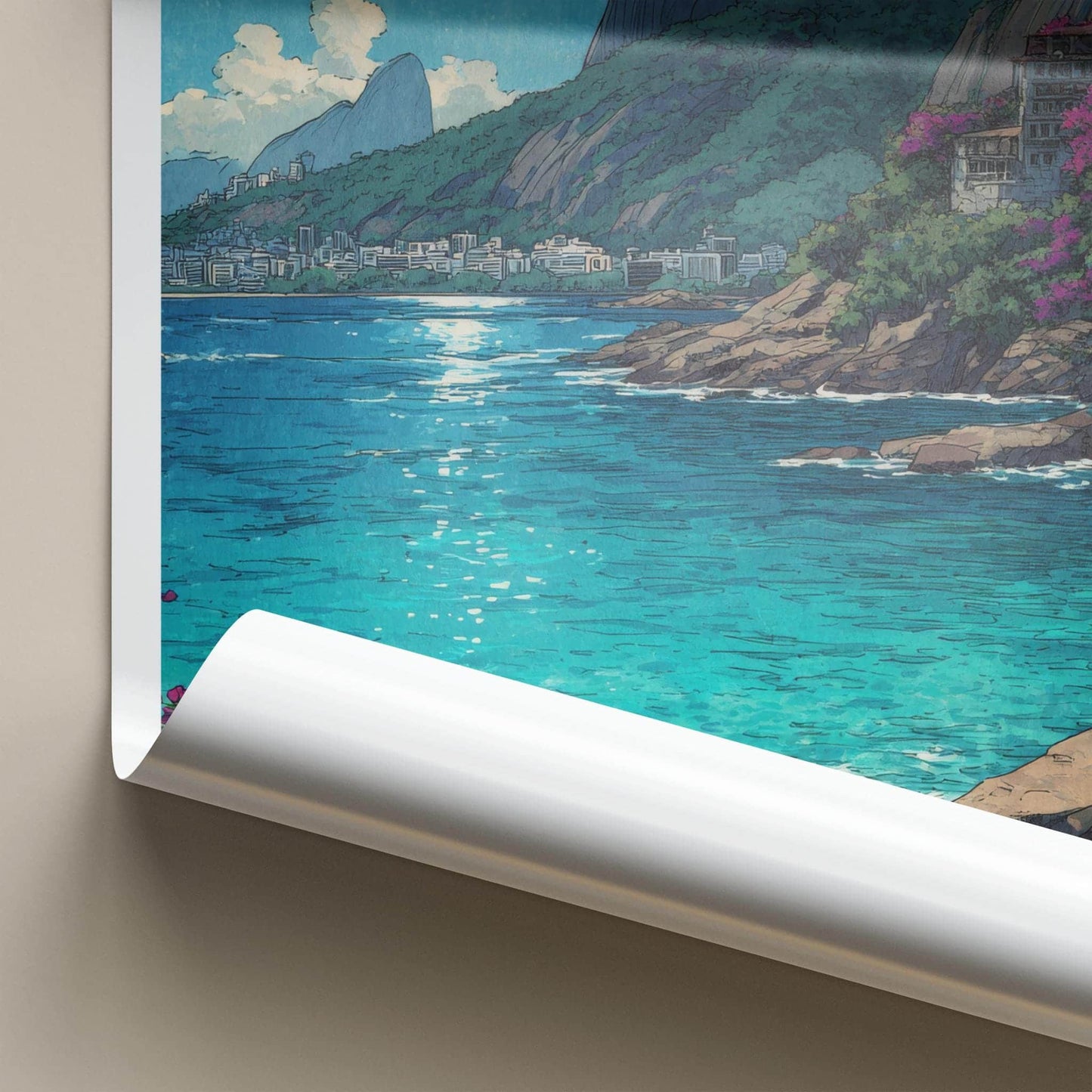 Rio De Janeiro Poster - Brazil Travel Art - Christ Mountain Ocean Home Decor