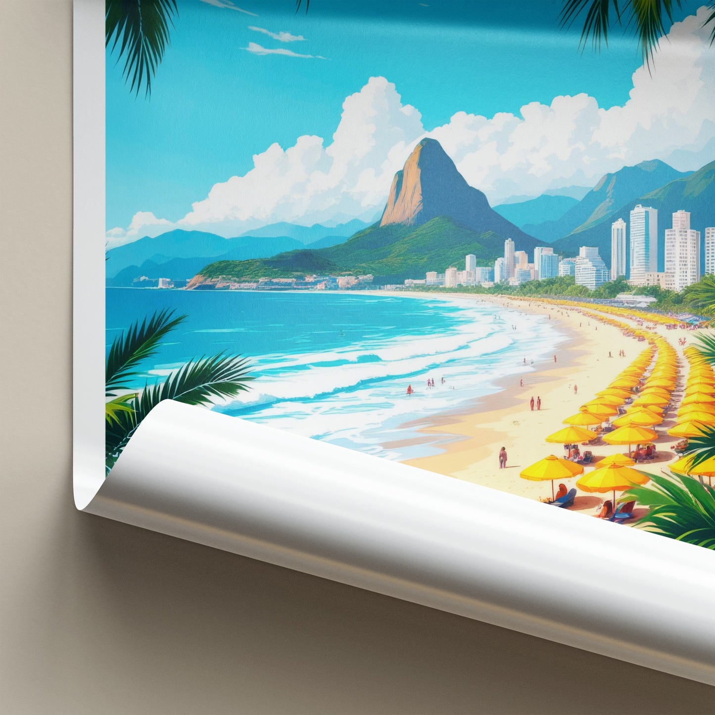 Rio De Janeiro Poster - Brazil Travel Art - Sunny Beach Umbrellas Home Decor