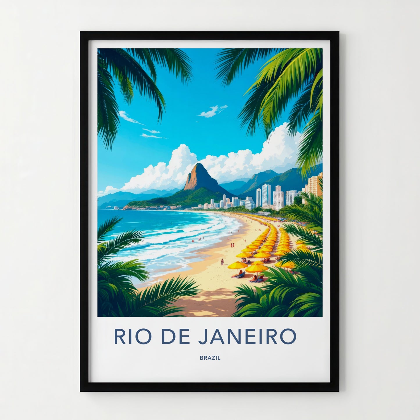 Rio De Janeiro Poster - Brazil Travel Art - Sunny Beach Umbrellas Home Decor