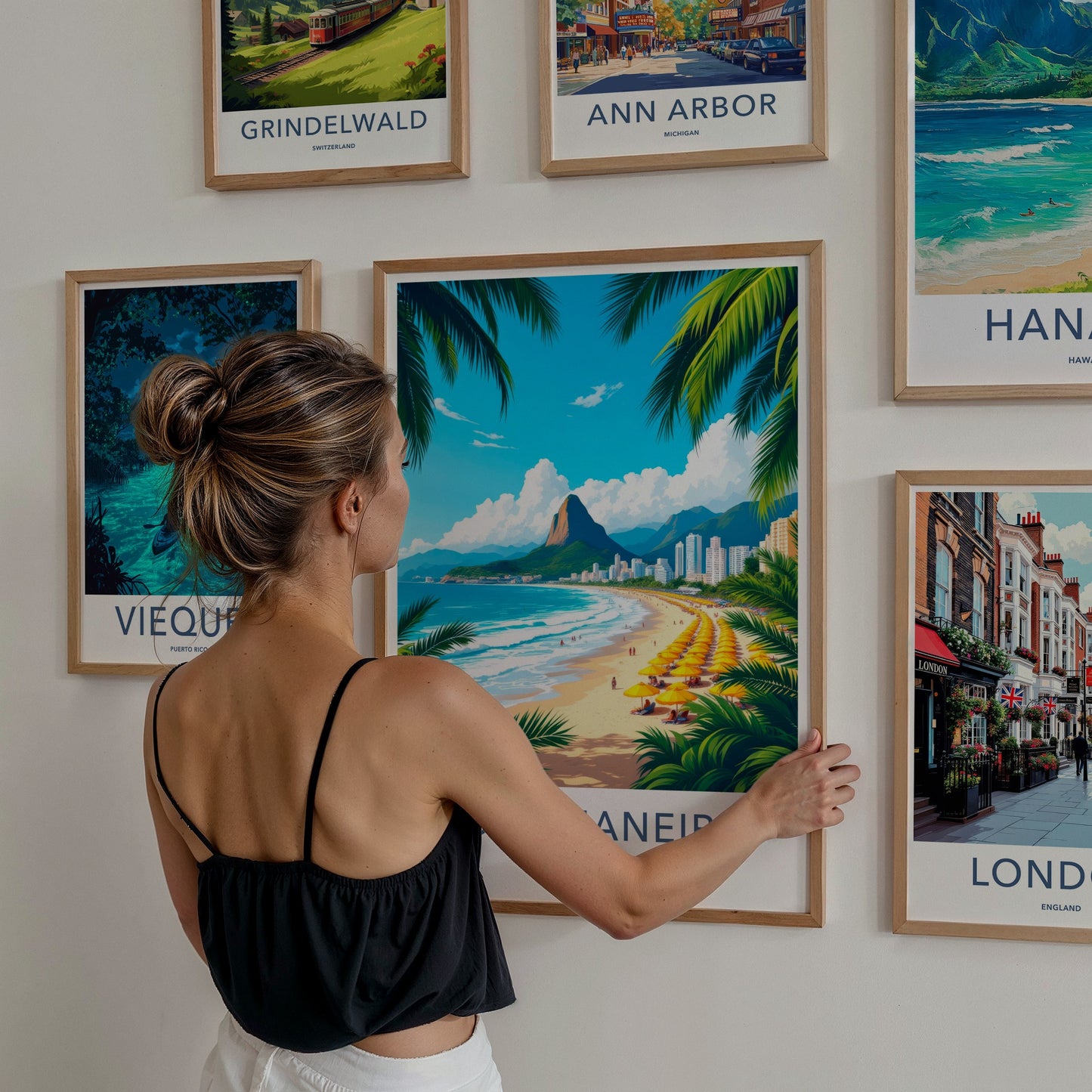 Rio De Janeiro Poster - Brazil Travel Art - Sunny Beach Umbrellas Home Decor