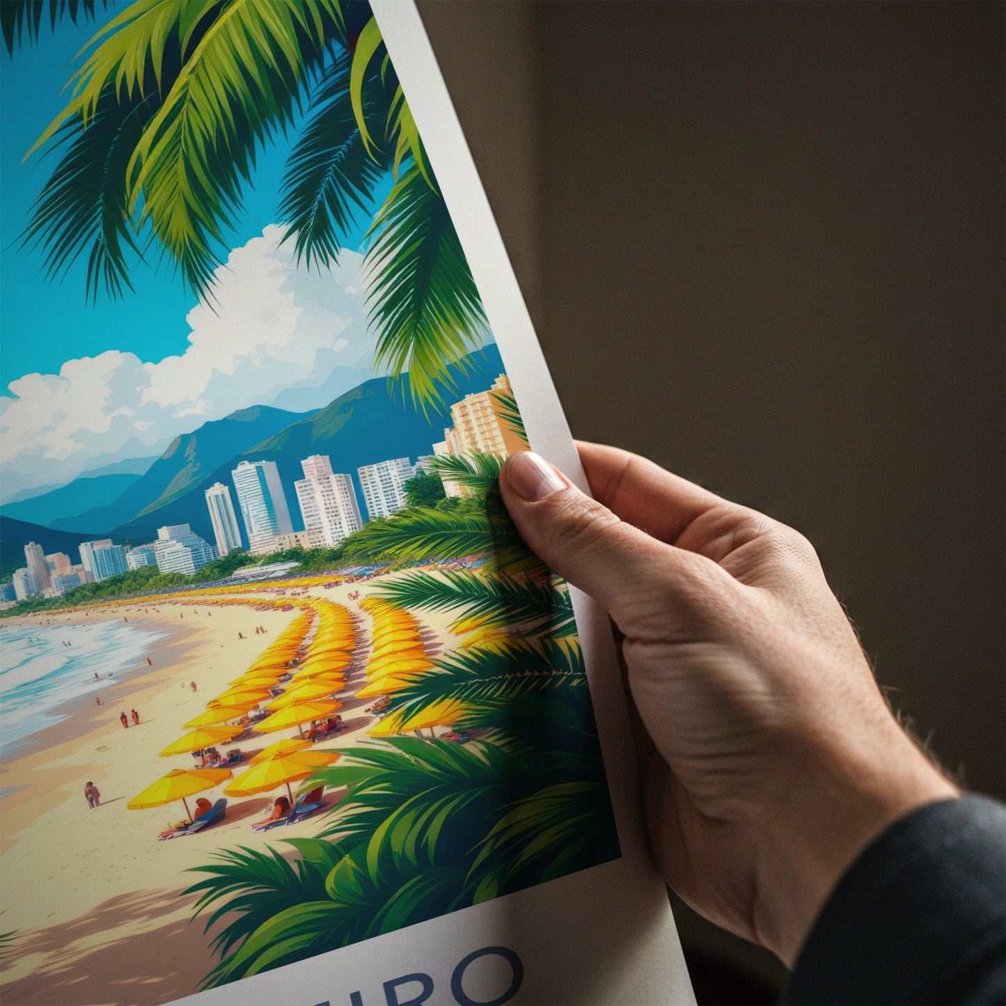 Rio De Janeiro Poster - Brazil Travel Art - Sunny Beach Umbrellas Home Decor