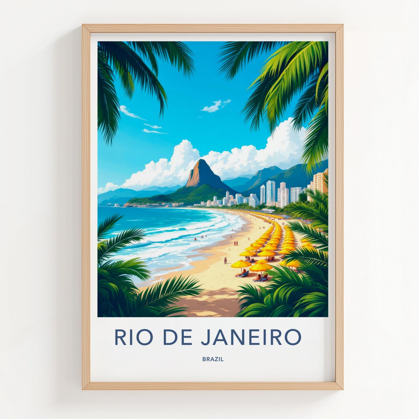 Rio De Janeiro Poster - Brazil Travel Art - Sunny Beach Umbrellas Home Decor