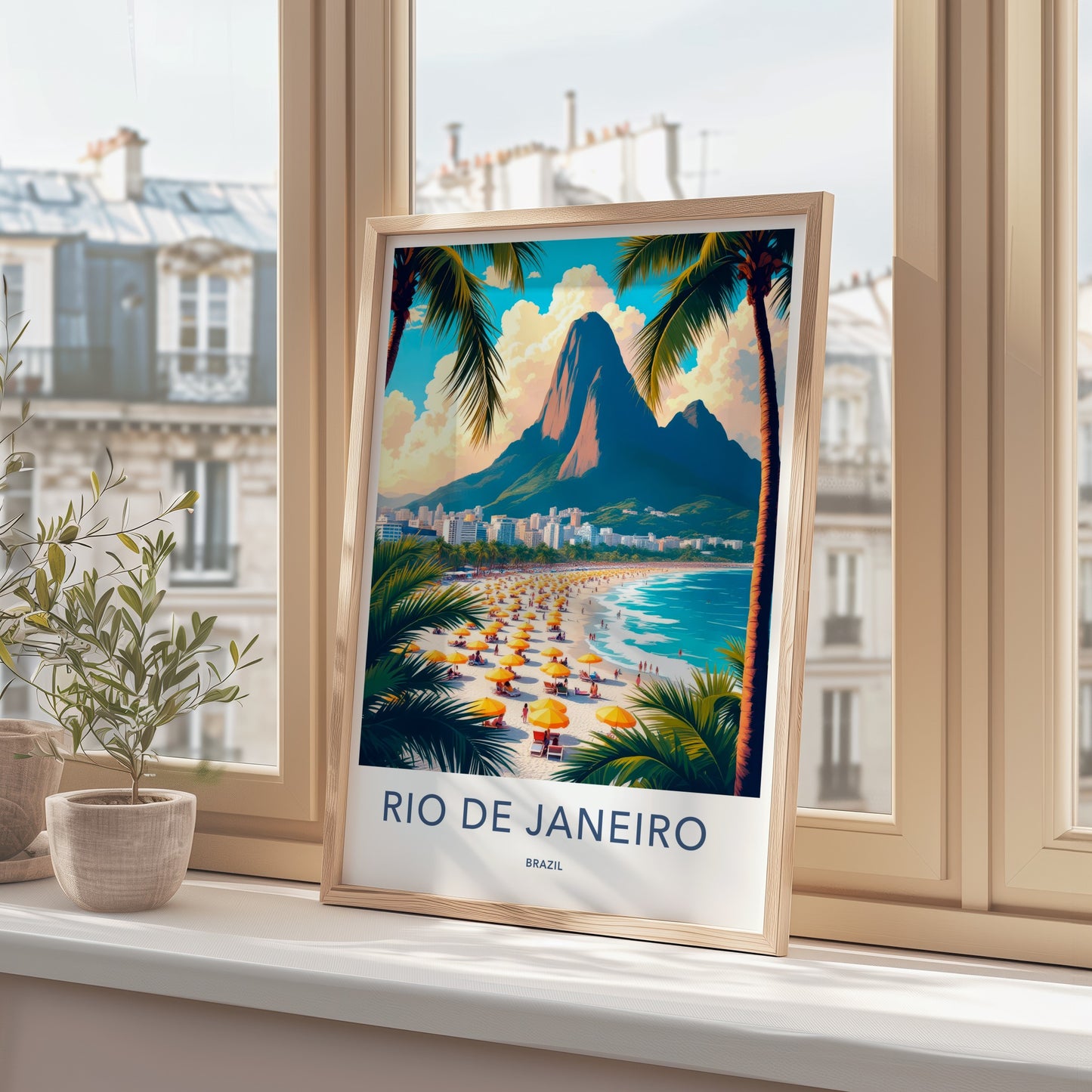Rio De Janeiro Poster - Brazil Travel Art - Tropical Beach Scene Home Decor