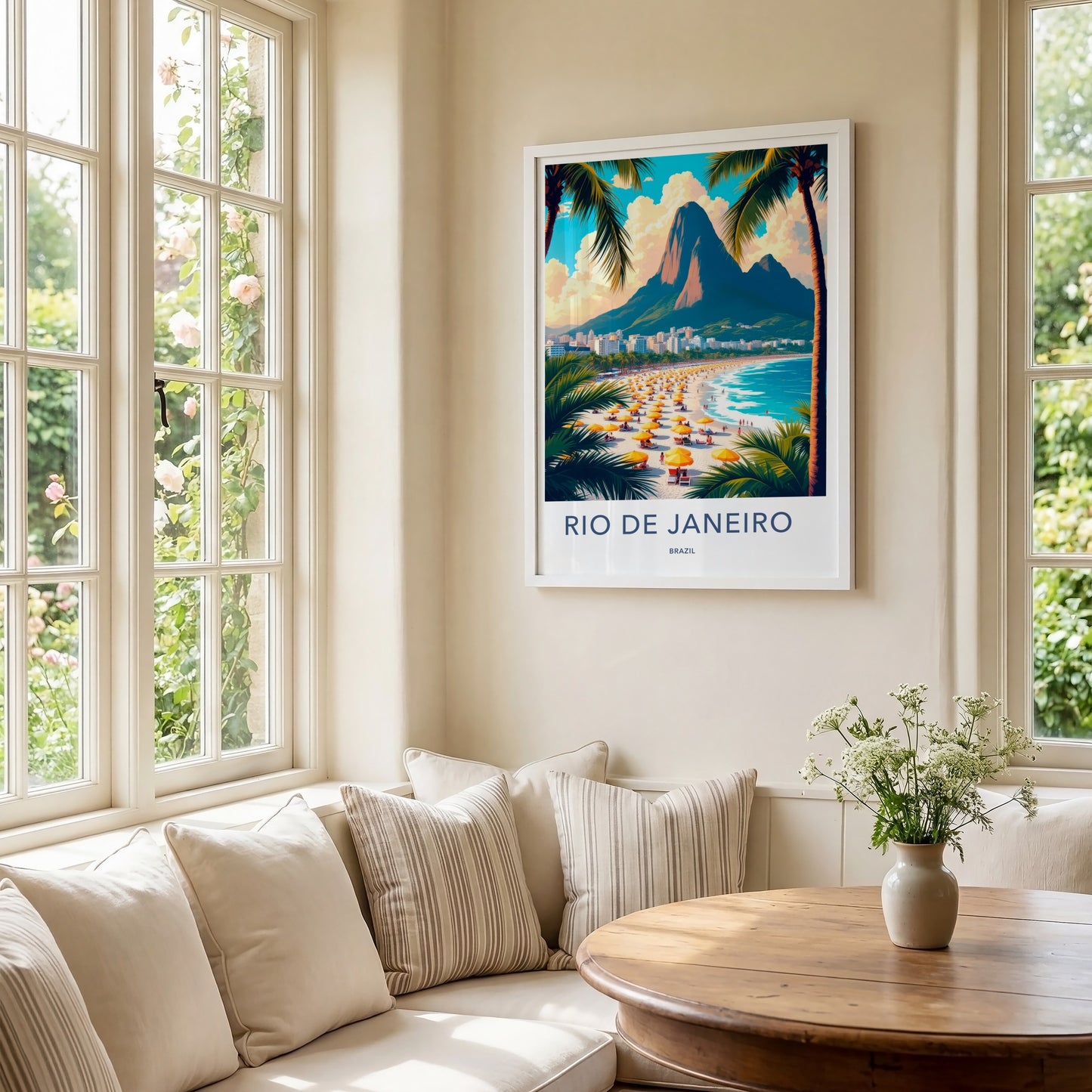 Rio De Janeiro Poster - Brazil Travel Art - Tropical Beach Scene Home Decor