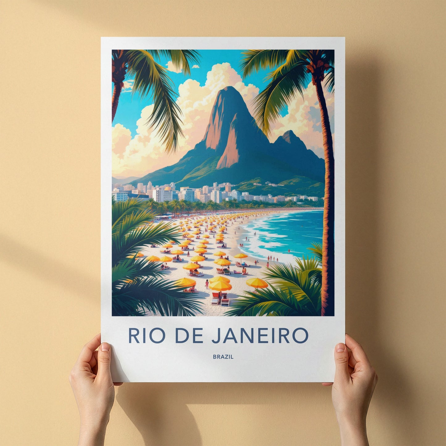 Rio De Janeiro Poster - Brazil Travel Art - Tropical Beach Scene Home Decor