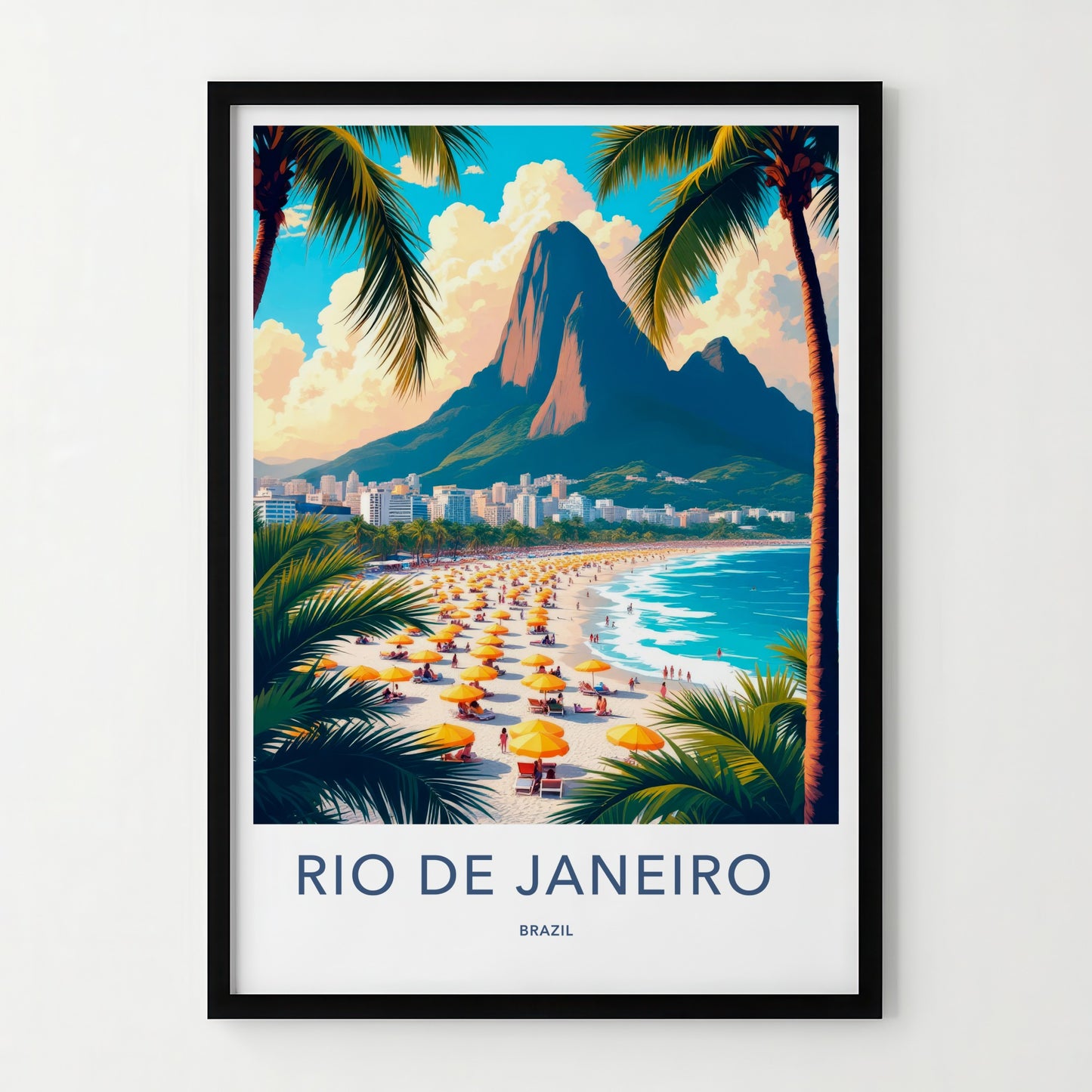 Rio De Janeiro Poster - Brazil Travel Art - Tropical Beach Scene Home Decor