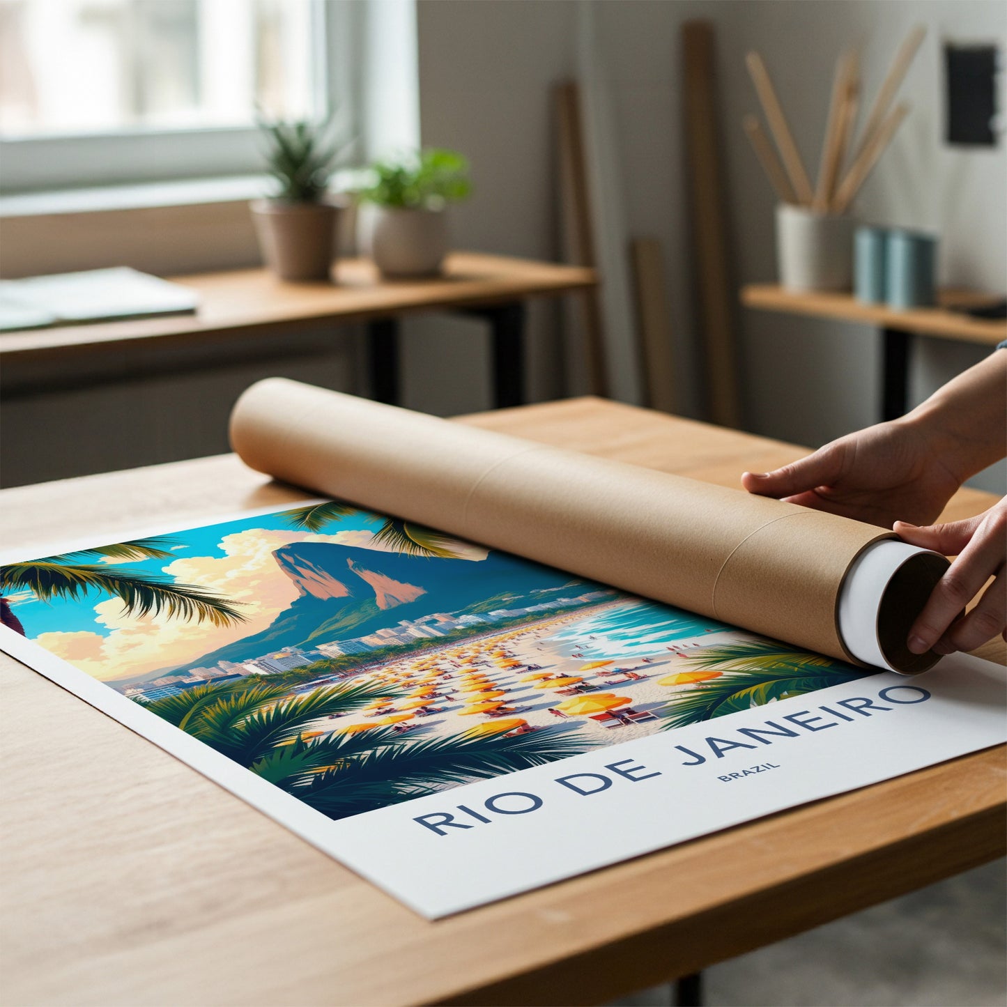 Rio De Janeiro Poster - Brazil Travel Art - Tropical Beach Scene Home Decor