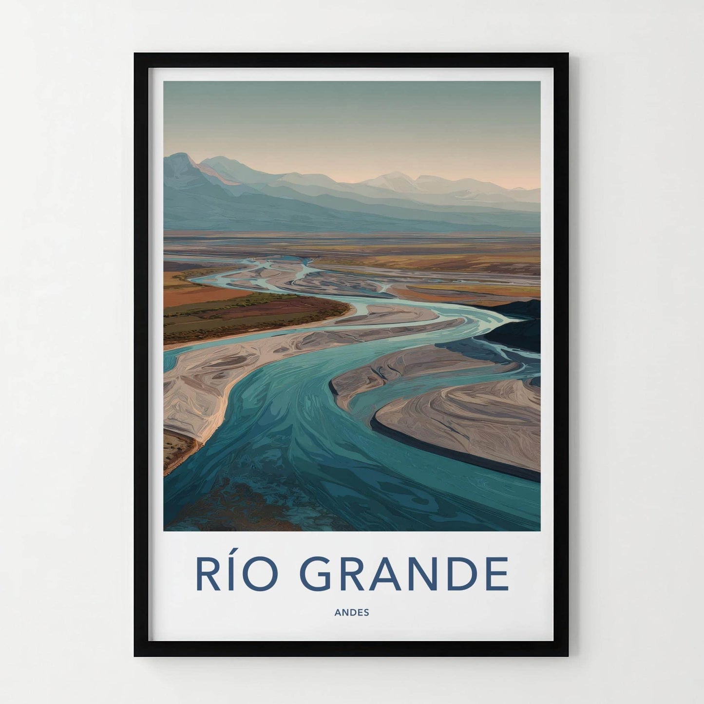 Rio Grande Poster - Argentina Travel Art - Winding River Valley Home Decor