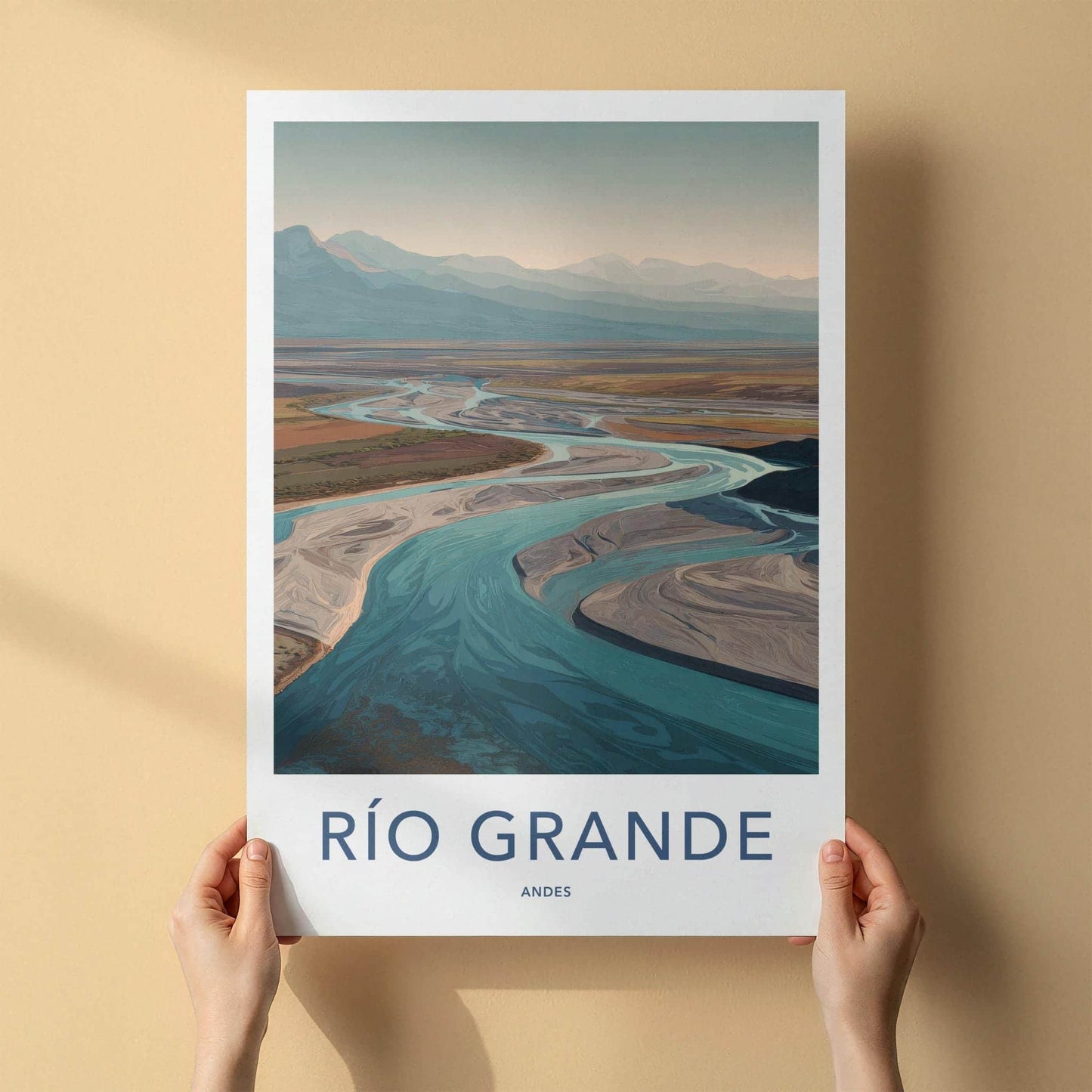 Rio Grande Poster - Argentina Travel Art - Winding River Valley Home Decor