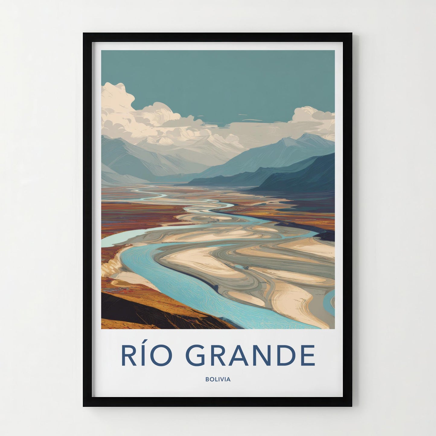 Rio Grande Poster - Bolivia Travel Art - Winding River Valley Home Decor