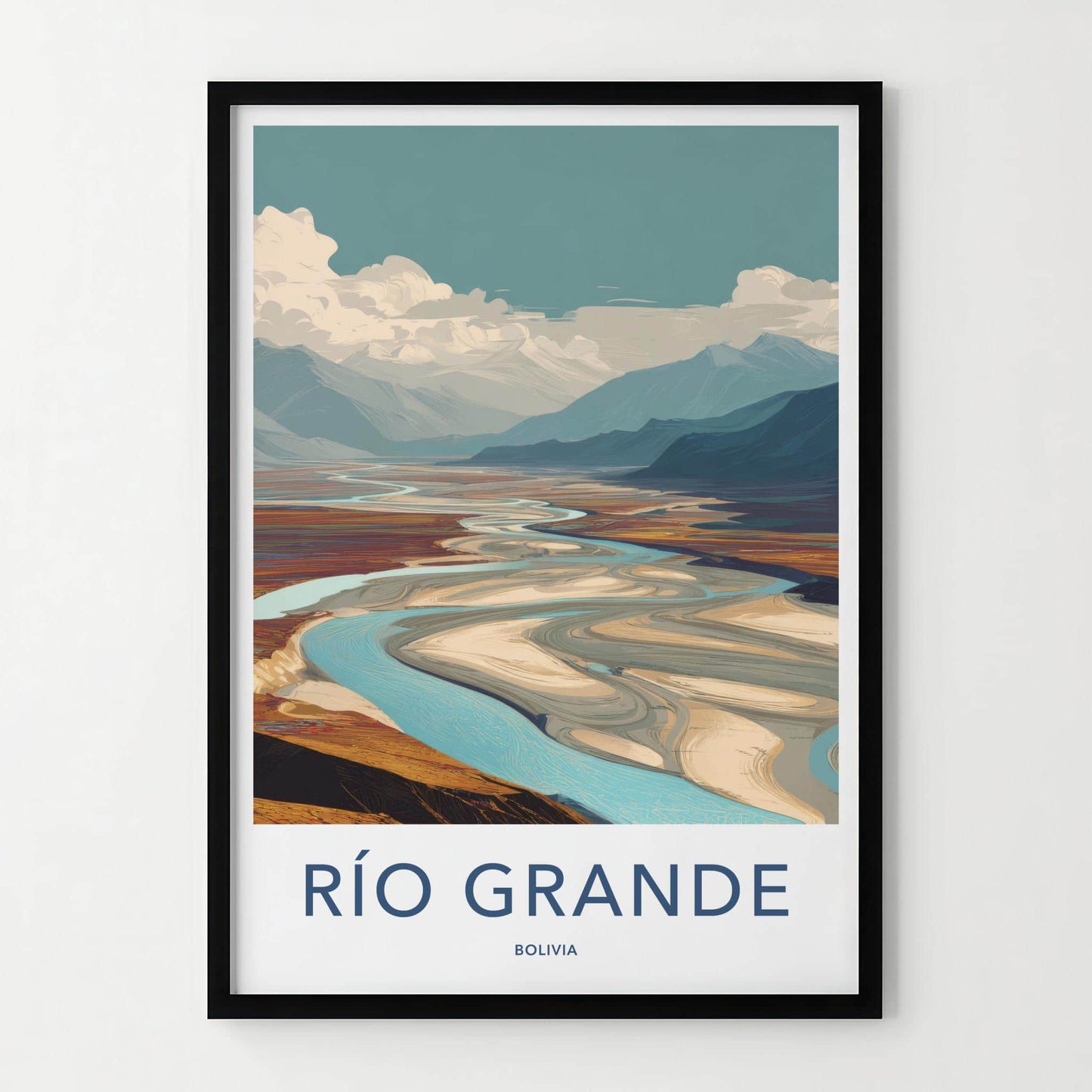 Rio Grande Poster - Bolivia Travel Art - Winding River Valley Home Decor