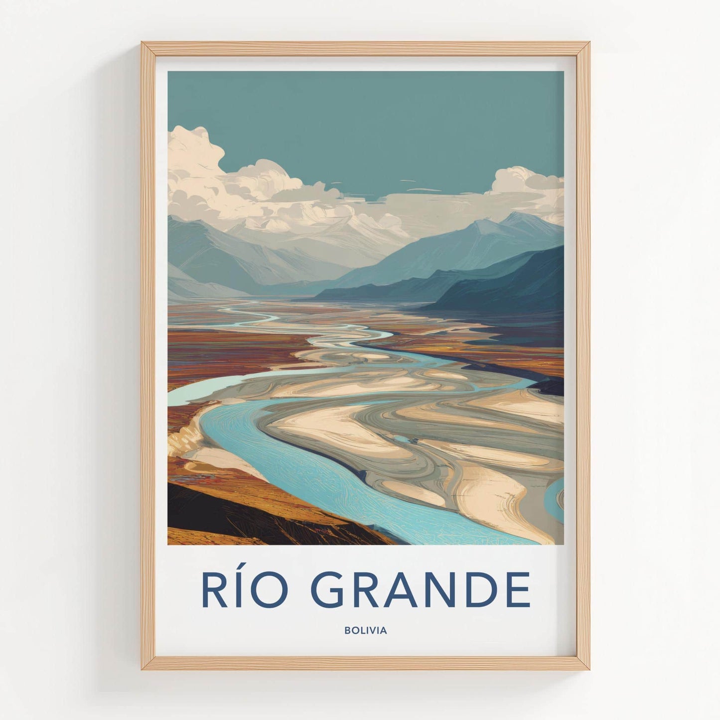 Rio Grande Poster - Bolivia Travel Art - Winding River Valley Home Decor
