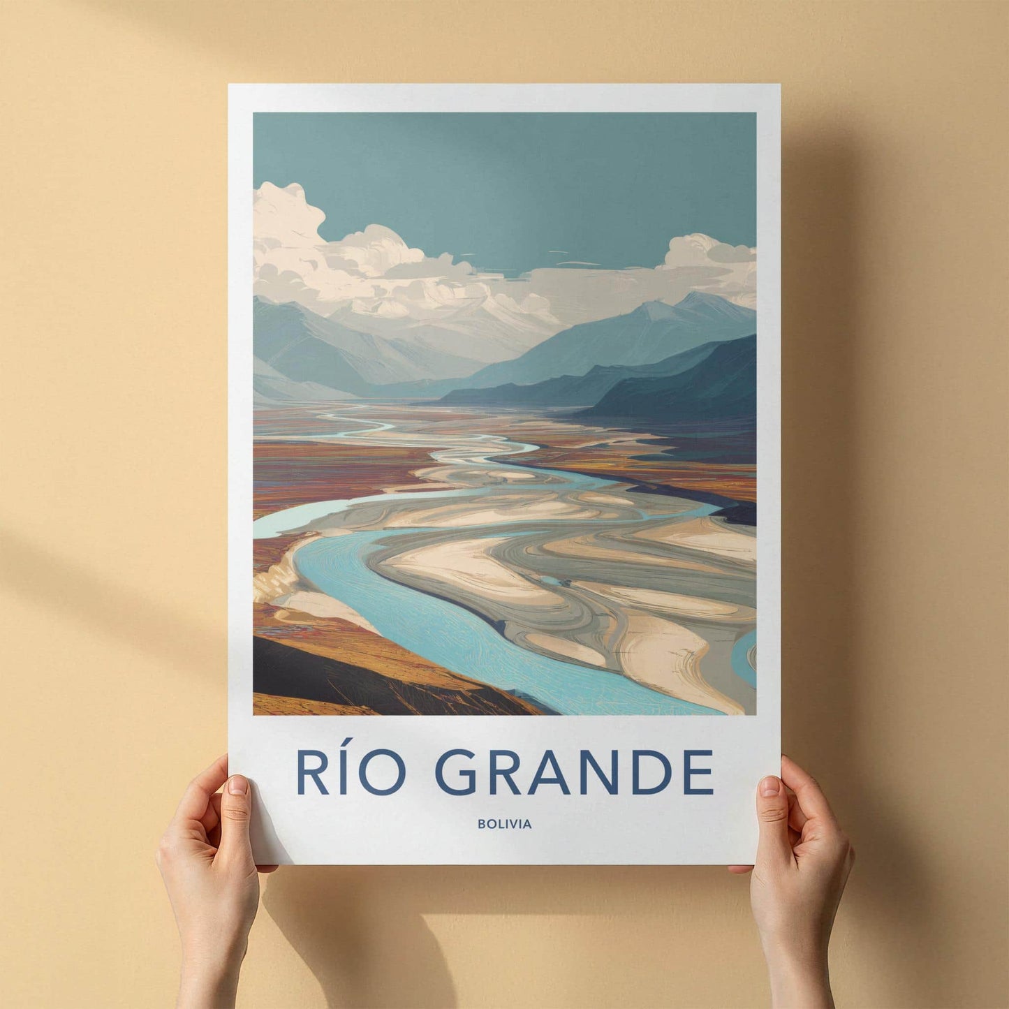 Rio Grande Poster - Bolivia Travel Art - Winding River Valley Home Decor