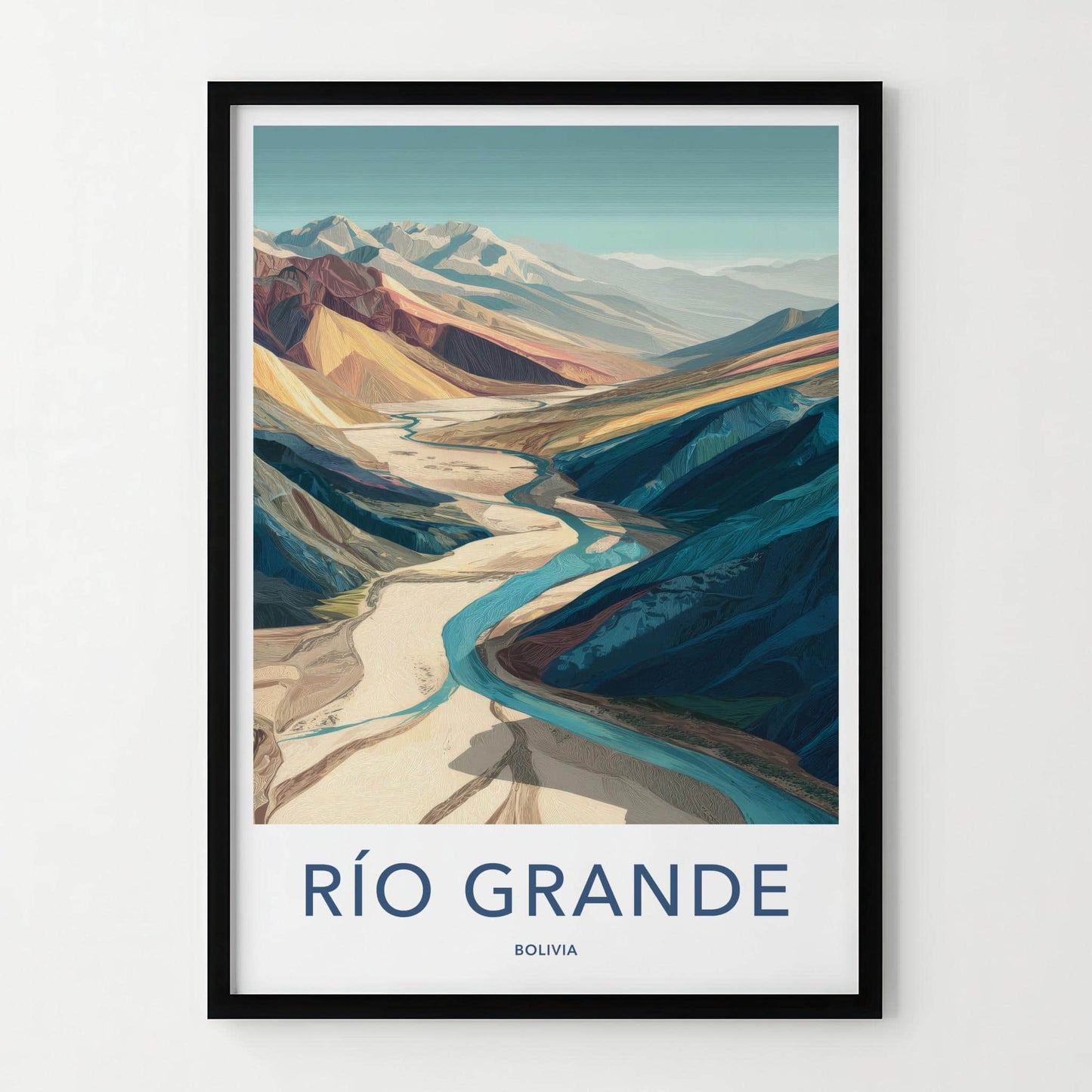 Rio Grande Poster - Bolivia Wall Art - Winding River Valley Home Decor